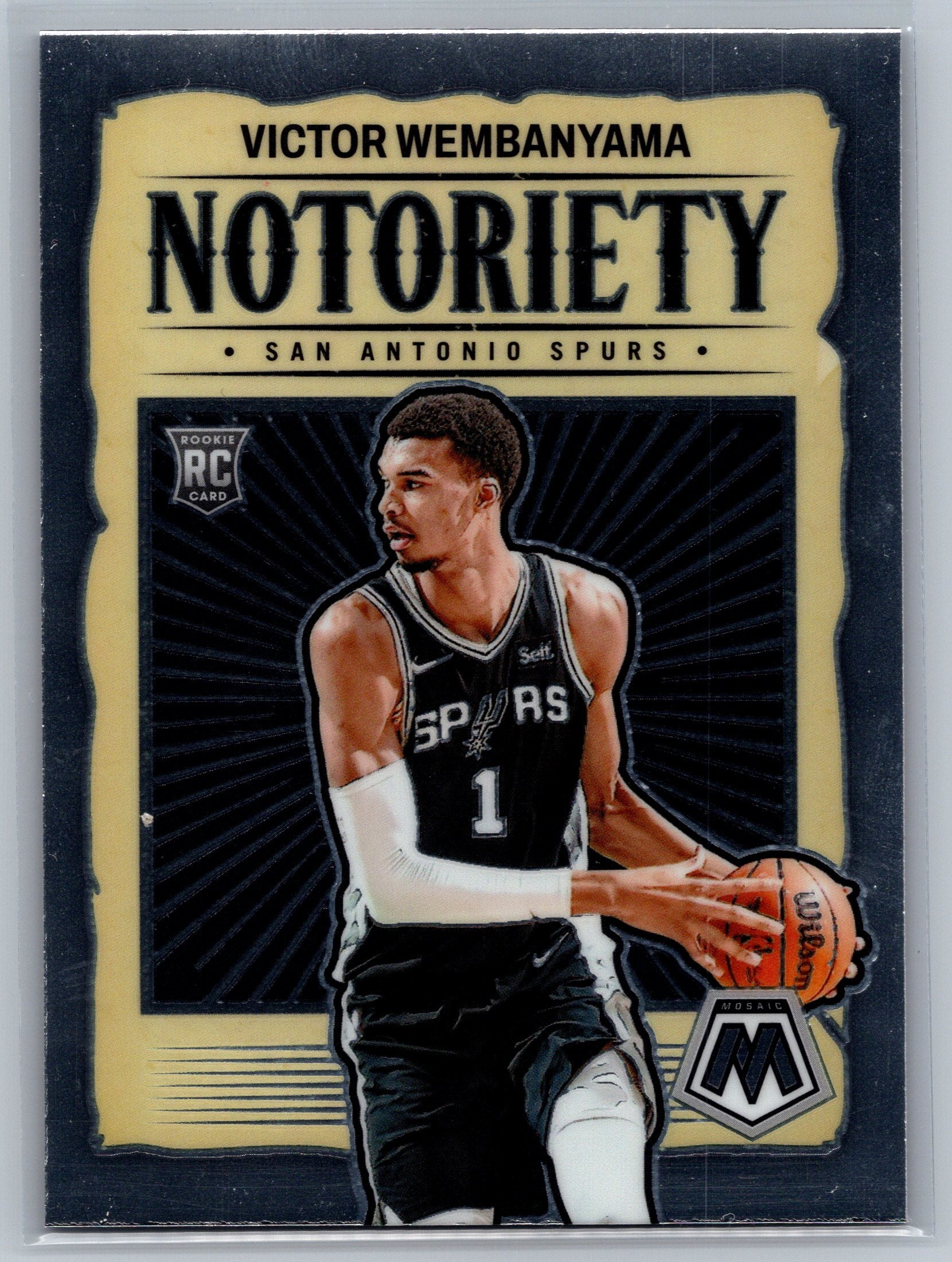 Basketball trading card of Victor Wembanyama with San Antonio Spurs branding