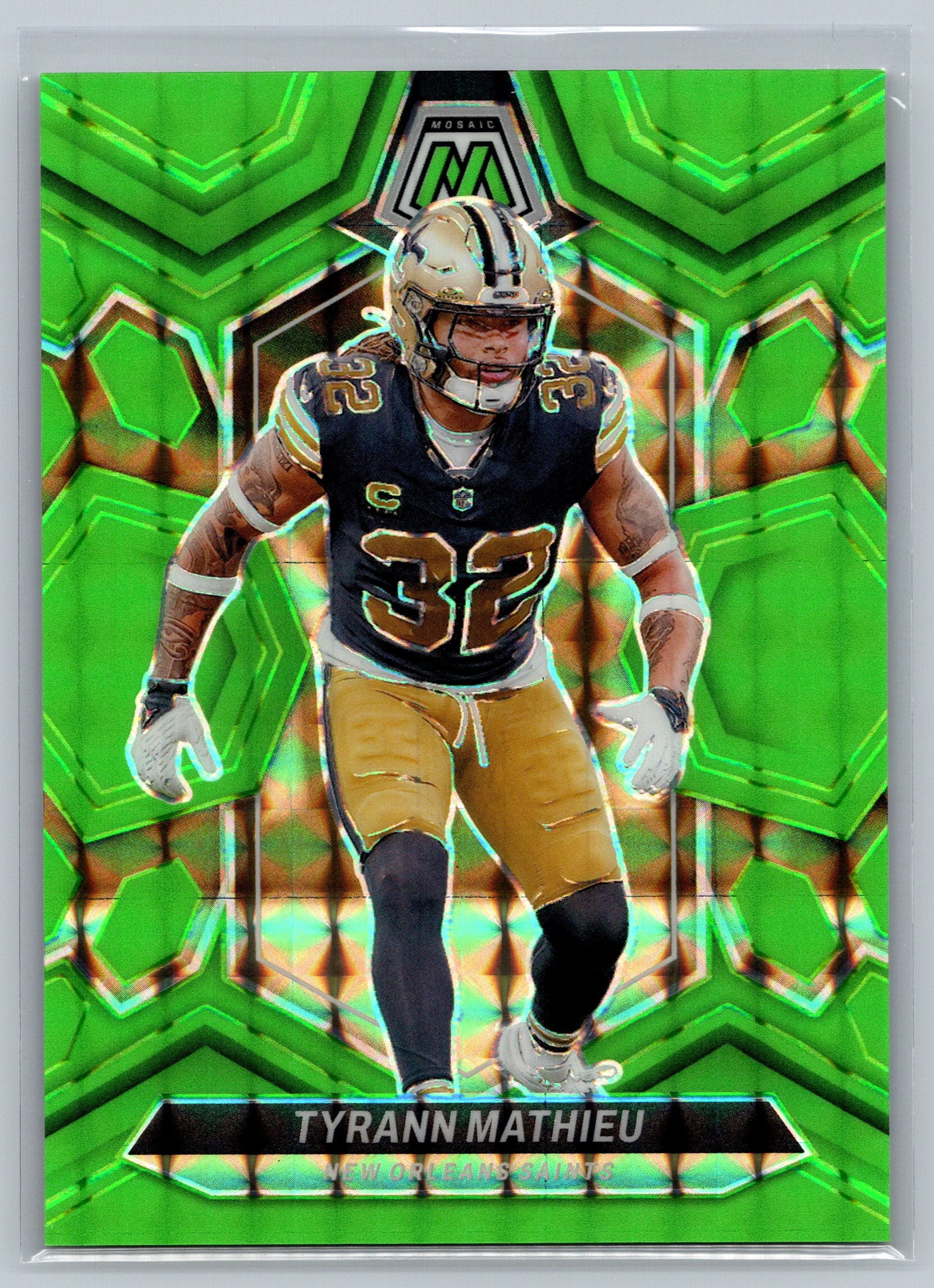 2020 Panini Mosaic Tyrann Mathieu Green Fluorescent /10 #161