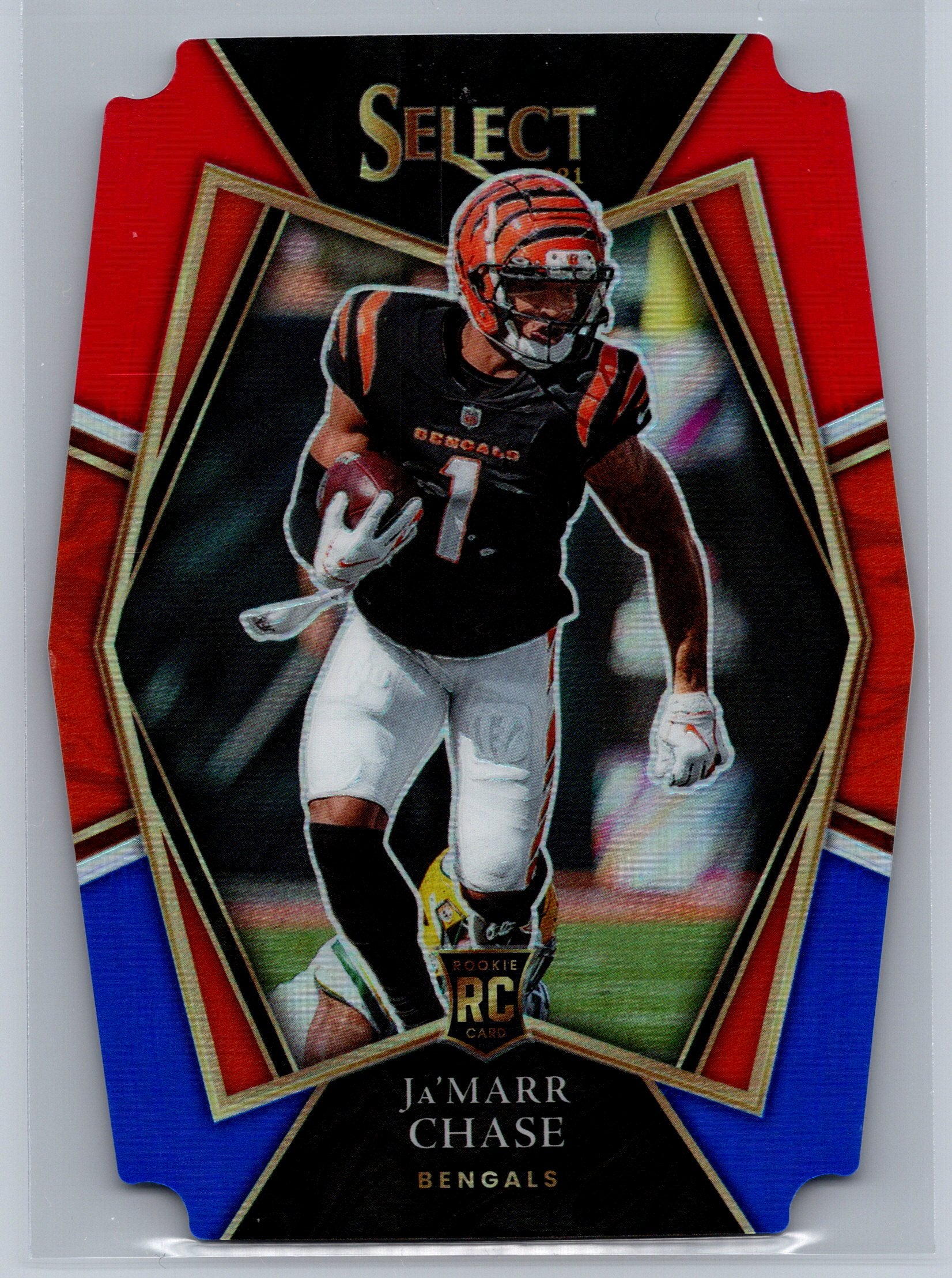 2021 Panini Select Ja'Marr Chase Red Blue Premier Level Rookie Card #147