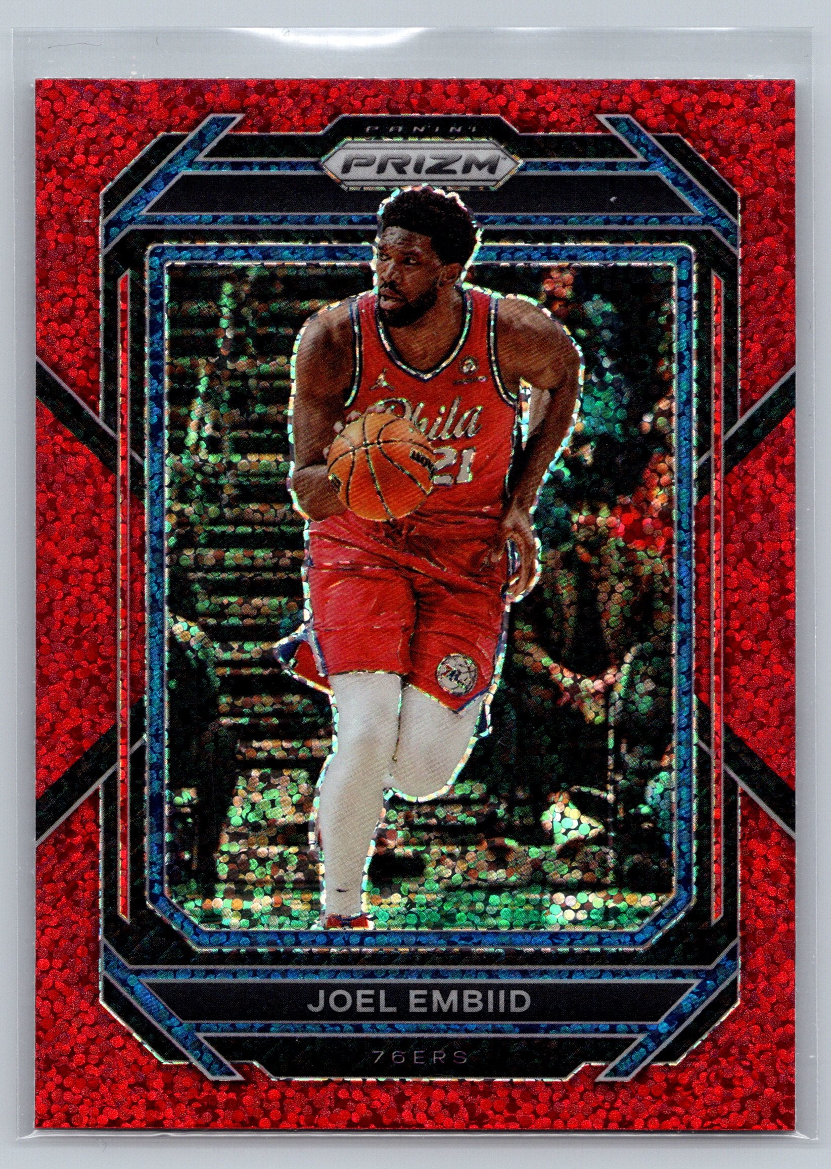 2022 Panini Prizm Joel Embiid Red Sparkle #34