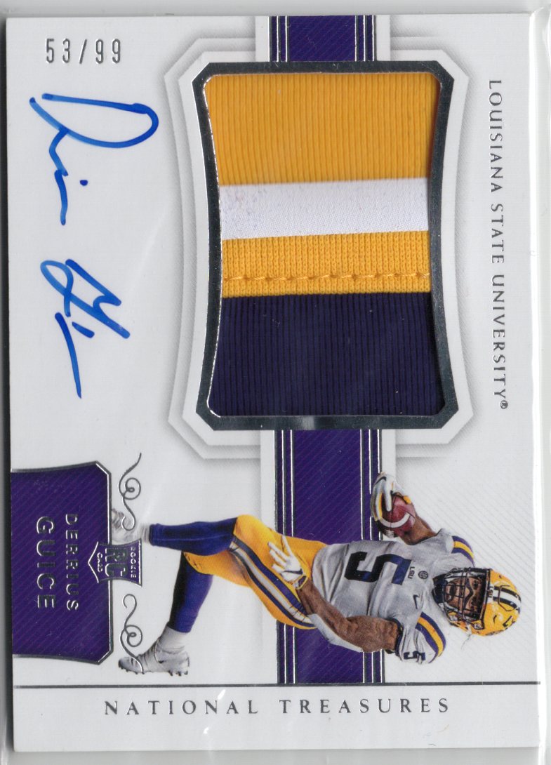 2018 Panini National Treasures Derrius Guice Rookie Patch Autograph /99 #107