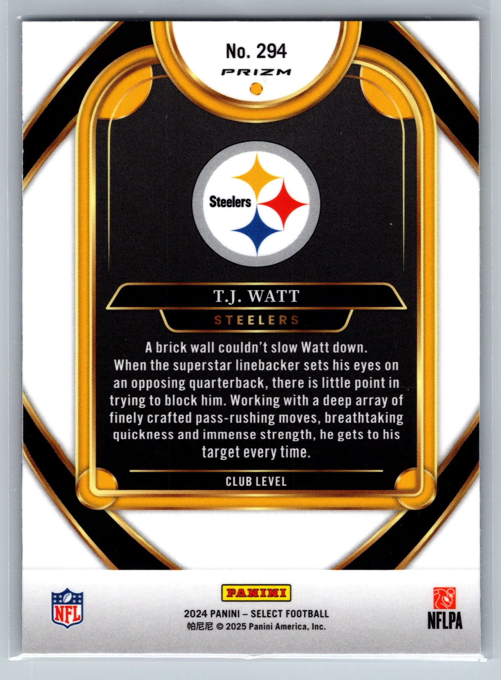 2024 Panini Select TJ Watt Red Yellow Club Level #294