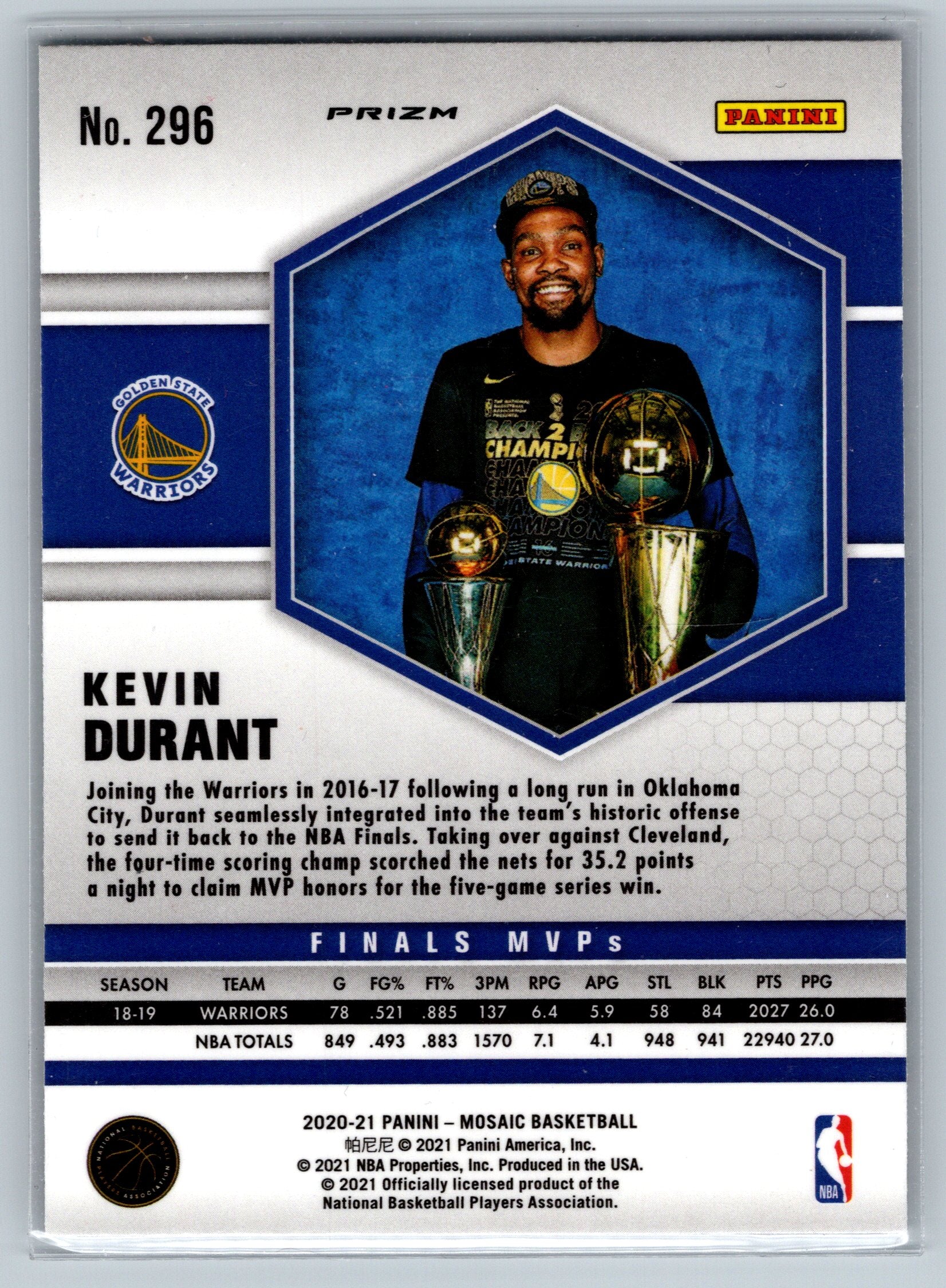 2024 Panini Mosaic Kevin Durant Finals MVP Green #296