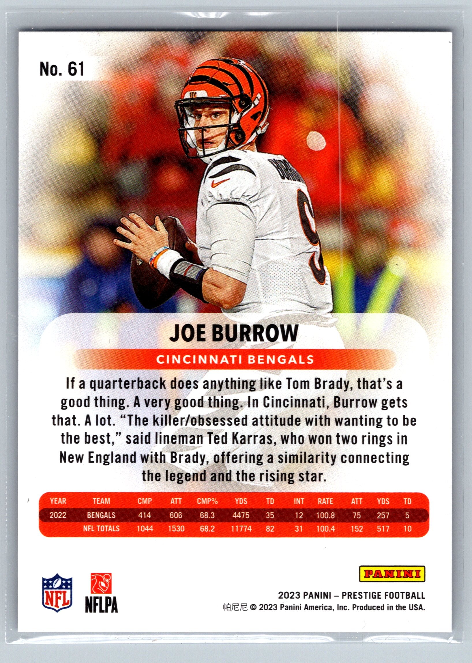2023 Panini Prestige Joe Burrow Purple /99 #61