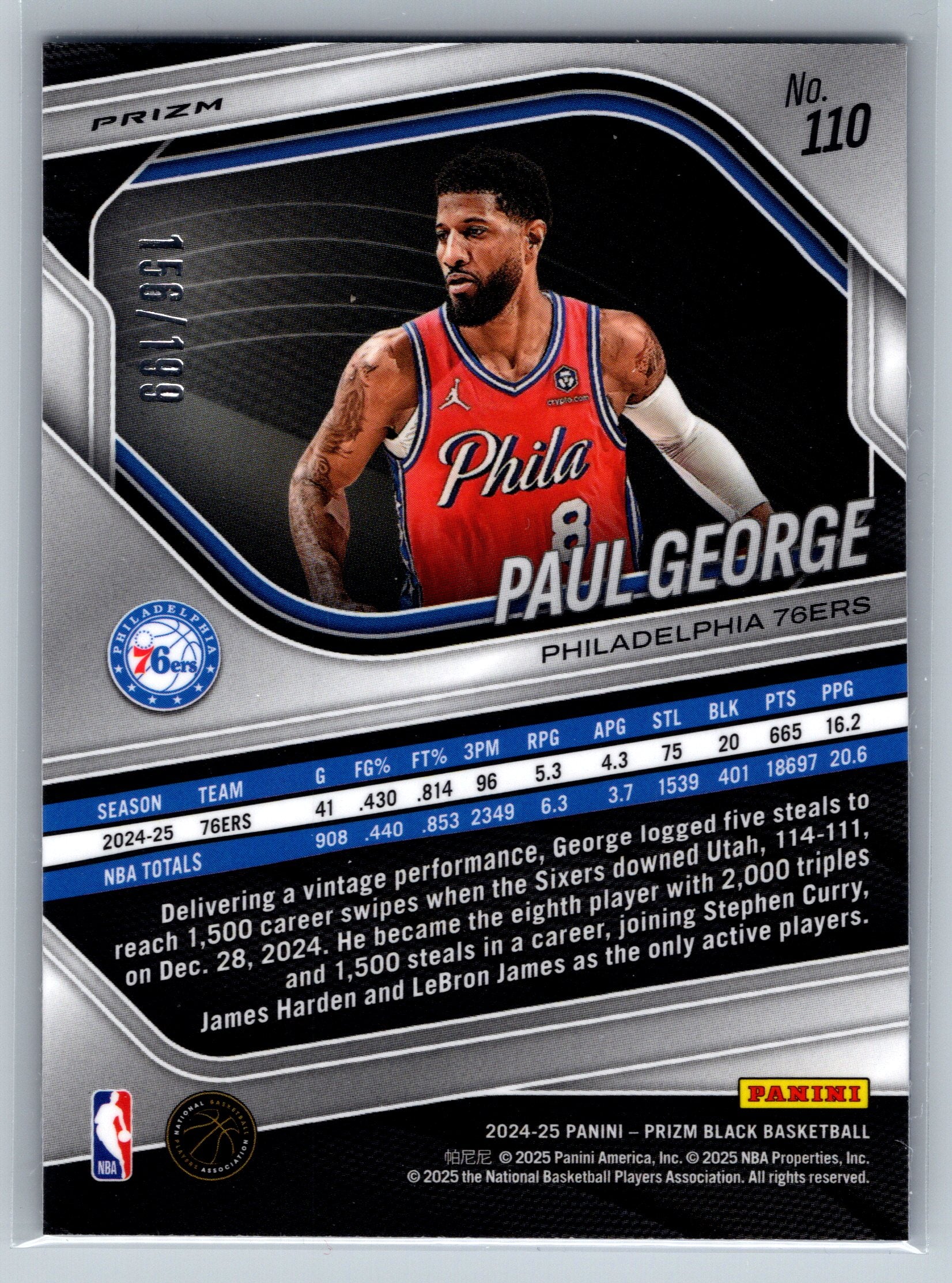 2024 Panin Prizm Black Paul George Blue /199 #110