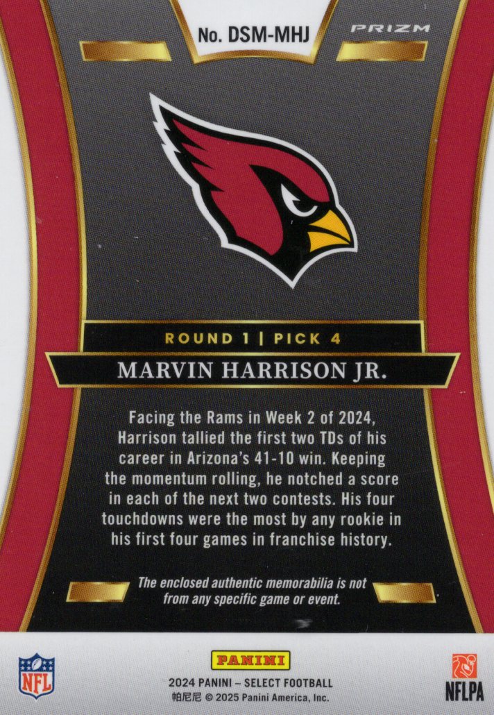 2024 Panini Select Marvin Harrison Jr. Rookie Card Patch #DSM-MHJ