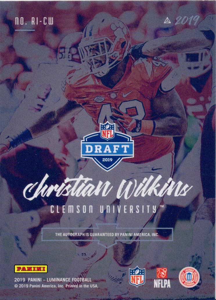 2019 Panini Luminance Christian Wilkins Rookie Autograph /349 #RI-CW