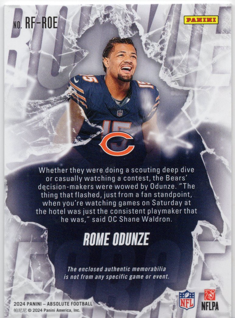 2024 Panini Absolute Rome Odunze Rookie Card Patch #RF-ROE
