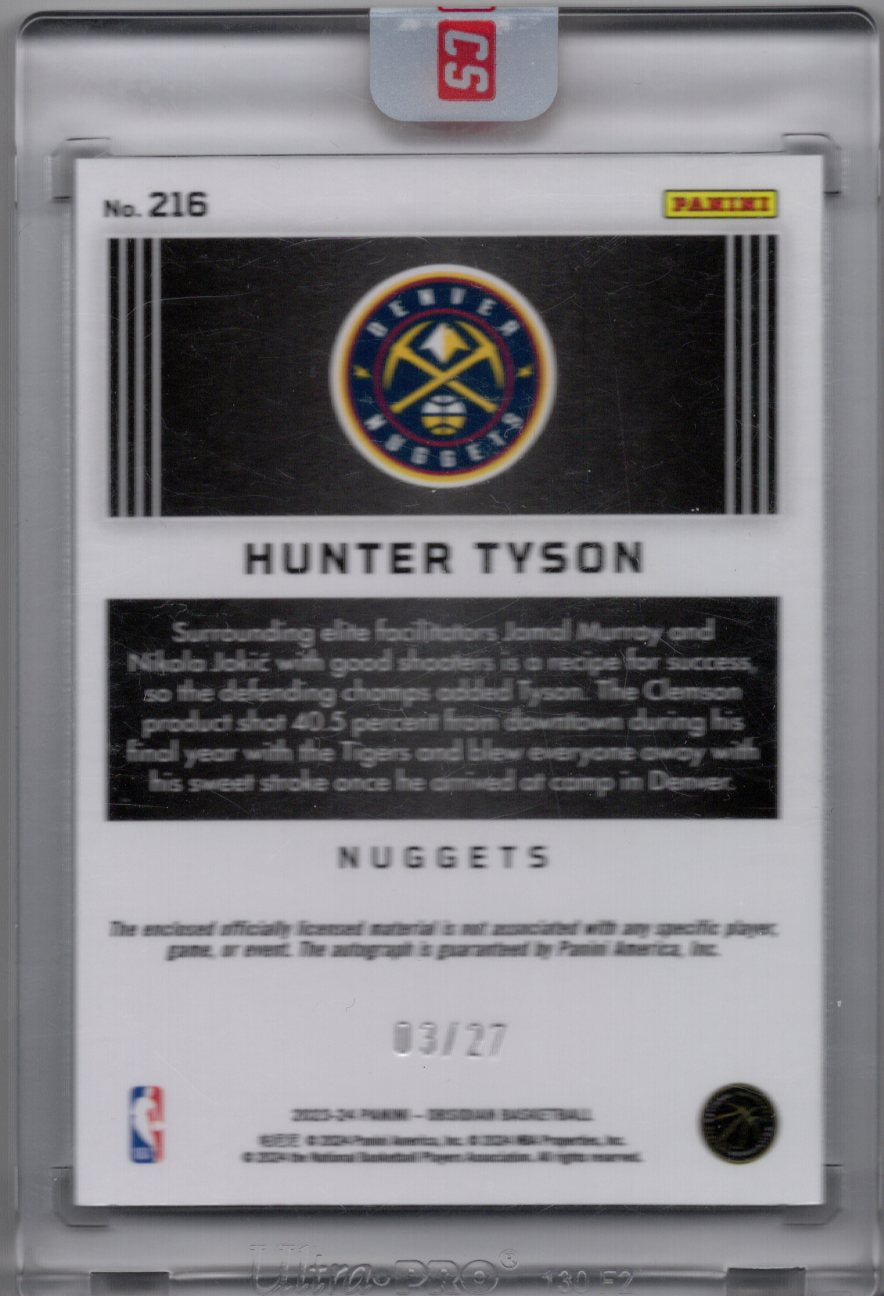 2023 Panini Obsidian Hunter Tyson Rookie Patch Autograph #216 SEALED