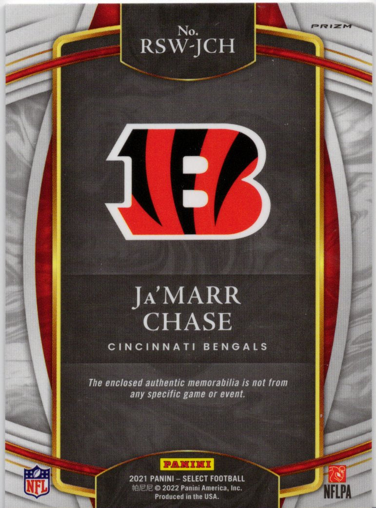 2021 Panini Select Ja'Marr Chase Rookie Patch #RSW-JCH