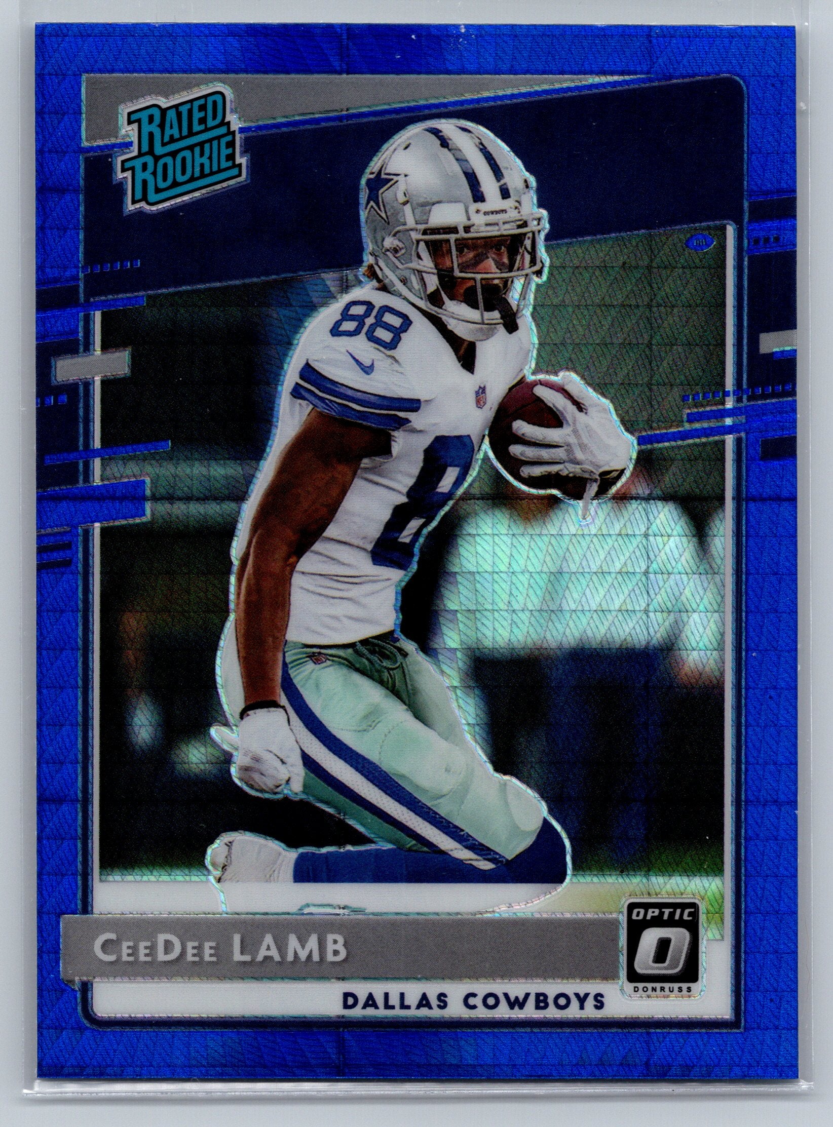 2020 Panini Optic Ceedee Lamb Hyper Blue Rookie Card #156