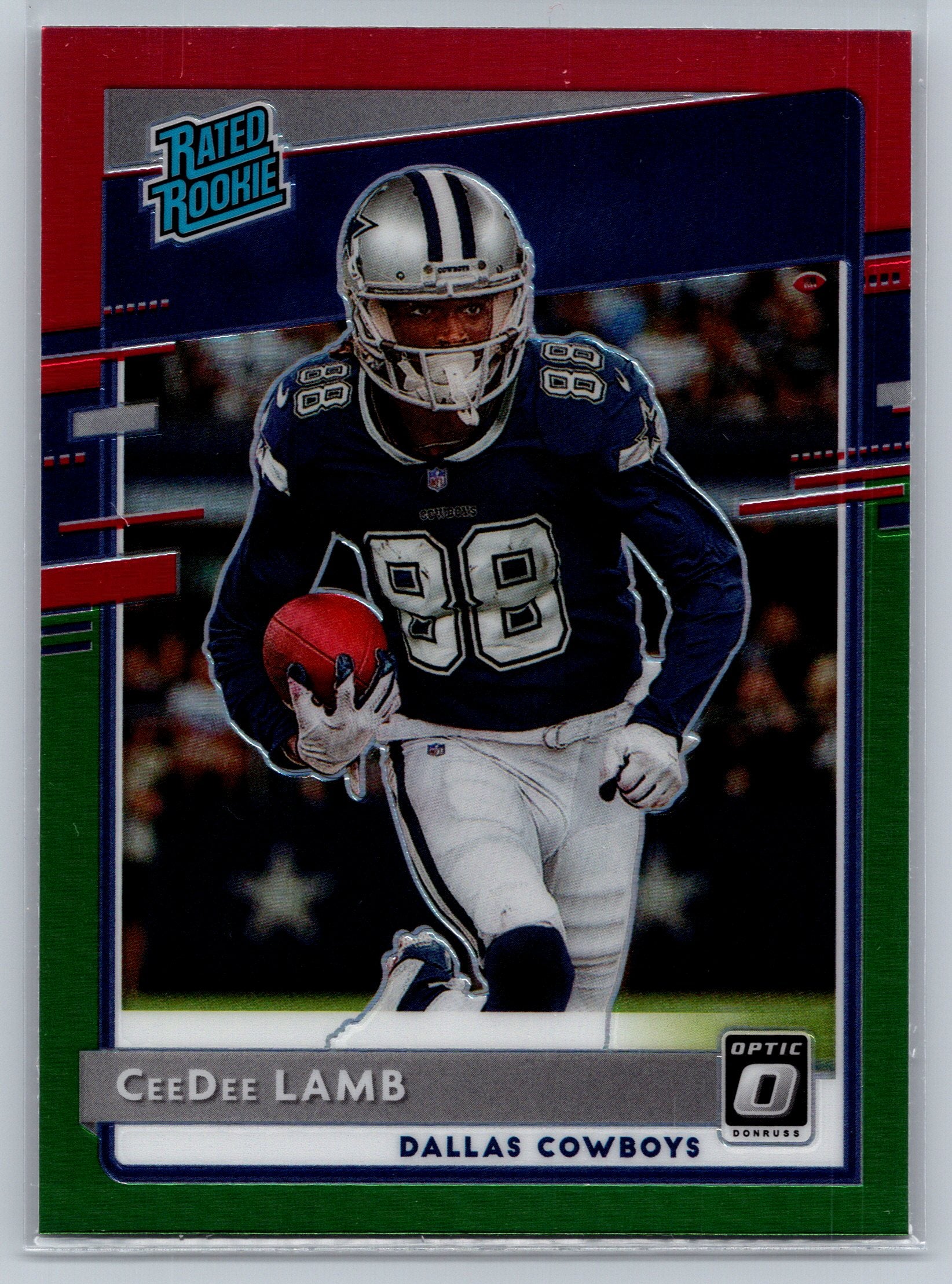 2020 Panini Donruss Ceedee Lamb Red Green Optic Preview Rookie Card #P-306