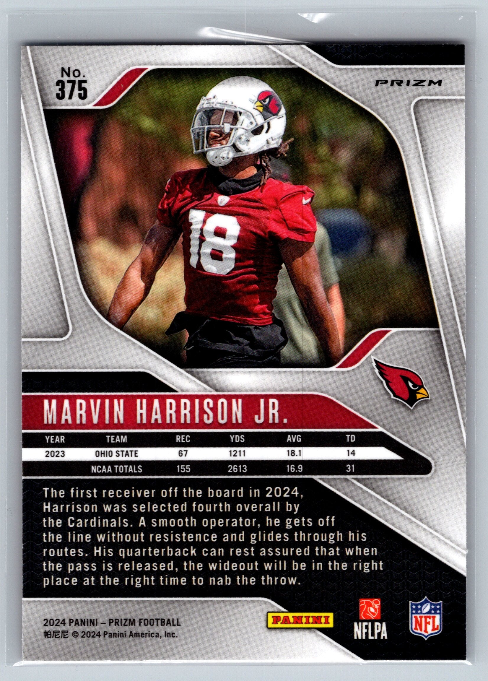 2024 Panini Prizm Marvin Harrison Jr. Lazer Rookie Card #375