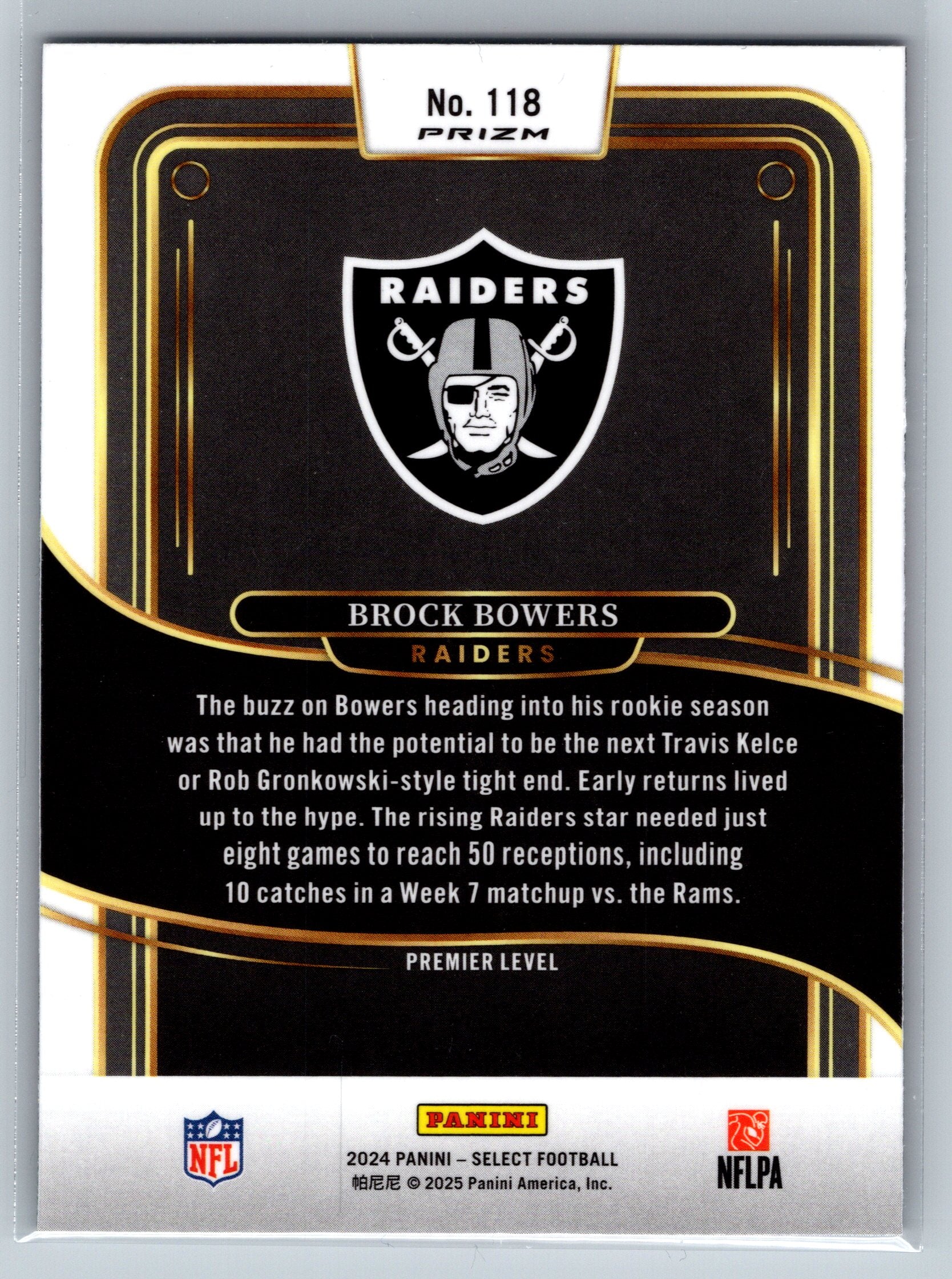 2024 Panini Select Brock Bowers Red Green Premier Level Rookie Card #118