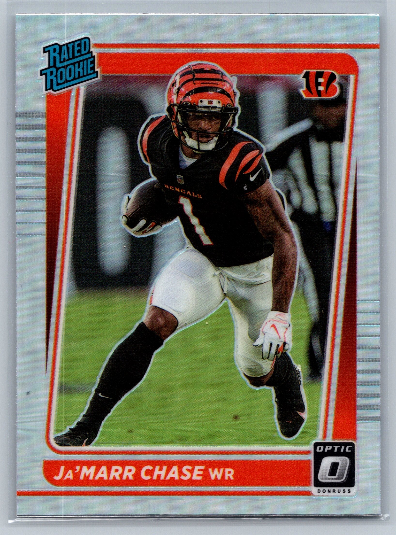 2020 Panini Optic Ja'Marr Chase Holo Rookie Card #207