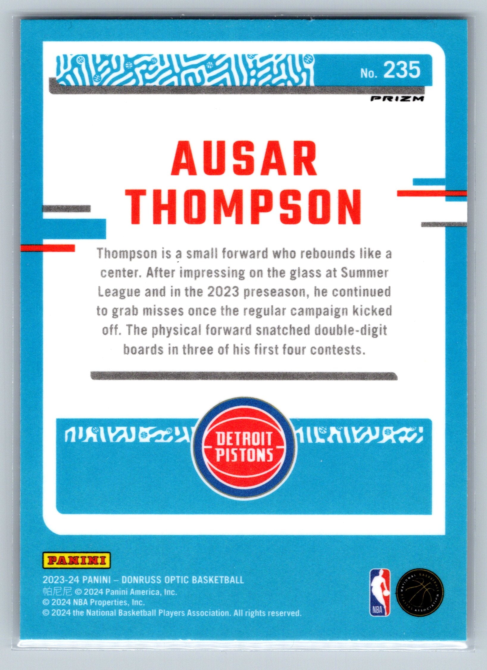 2023 Panini Optic Ausar Thompson Holo Rookie Card #235