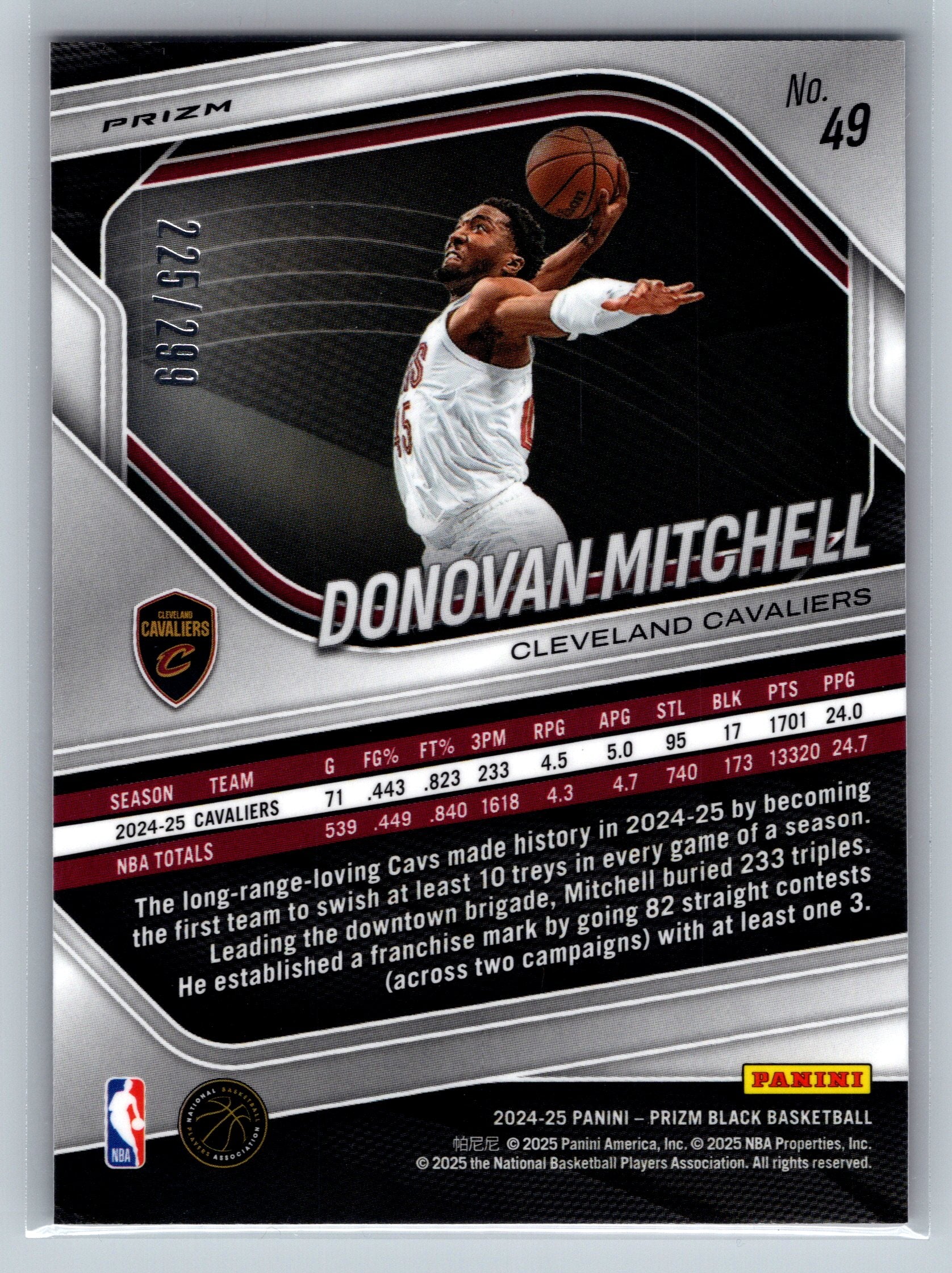 2024 Panini Prizm Black Donovan Mitchell Red /299 #49