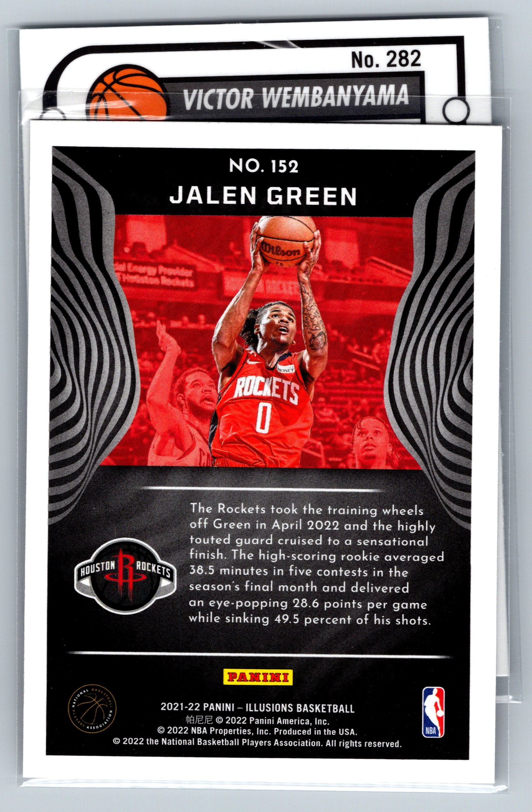 Basketball trading card featuring Jalen Green with Houston Rockets branding