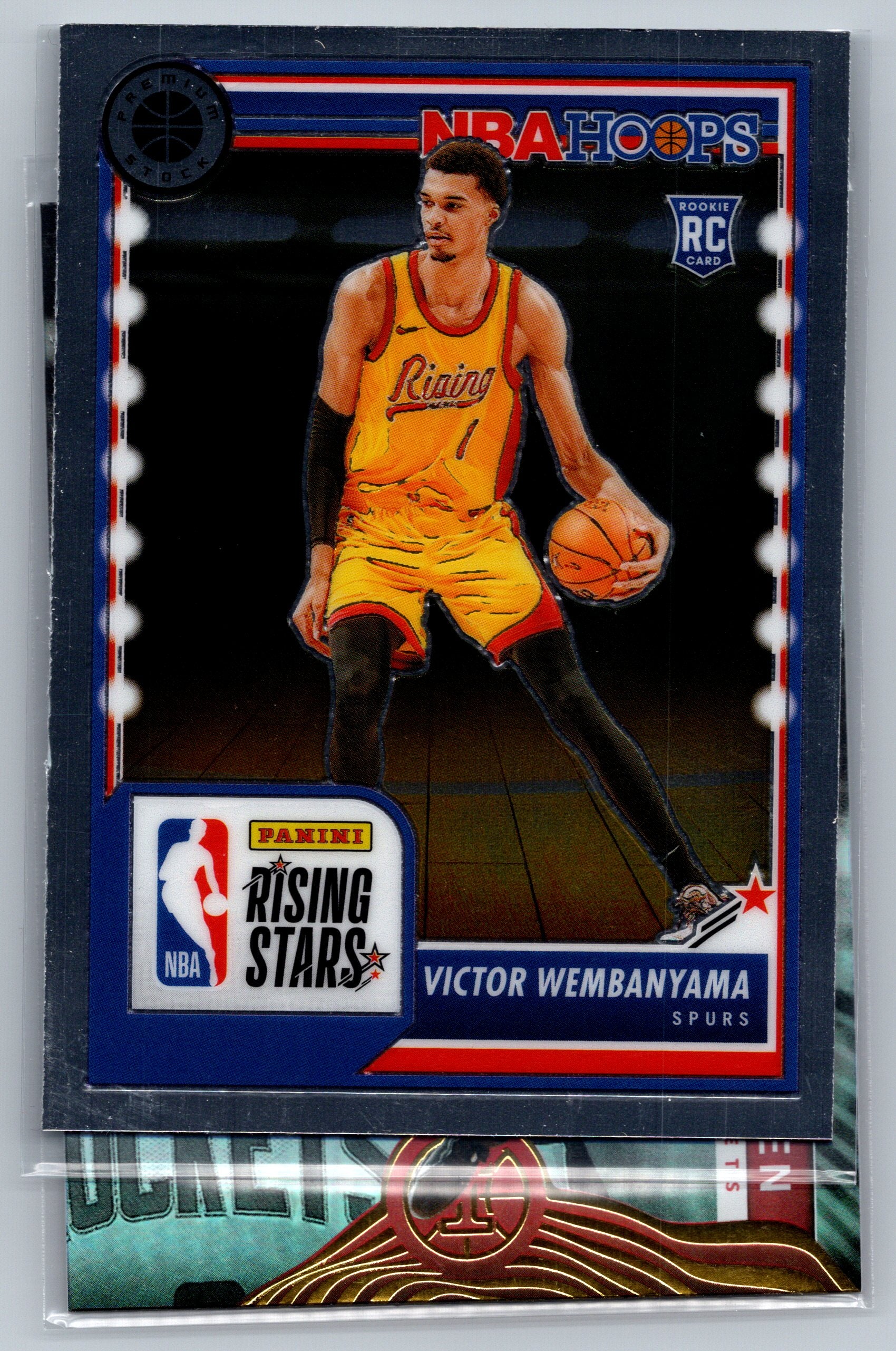 Basketball trading card of Victor Wembanyama with NBA and Panini logos.