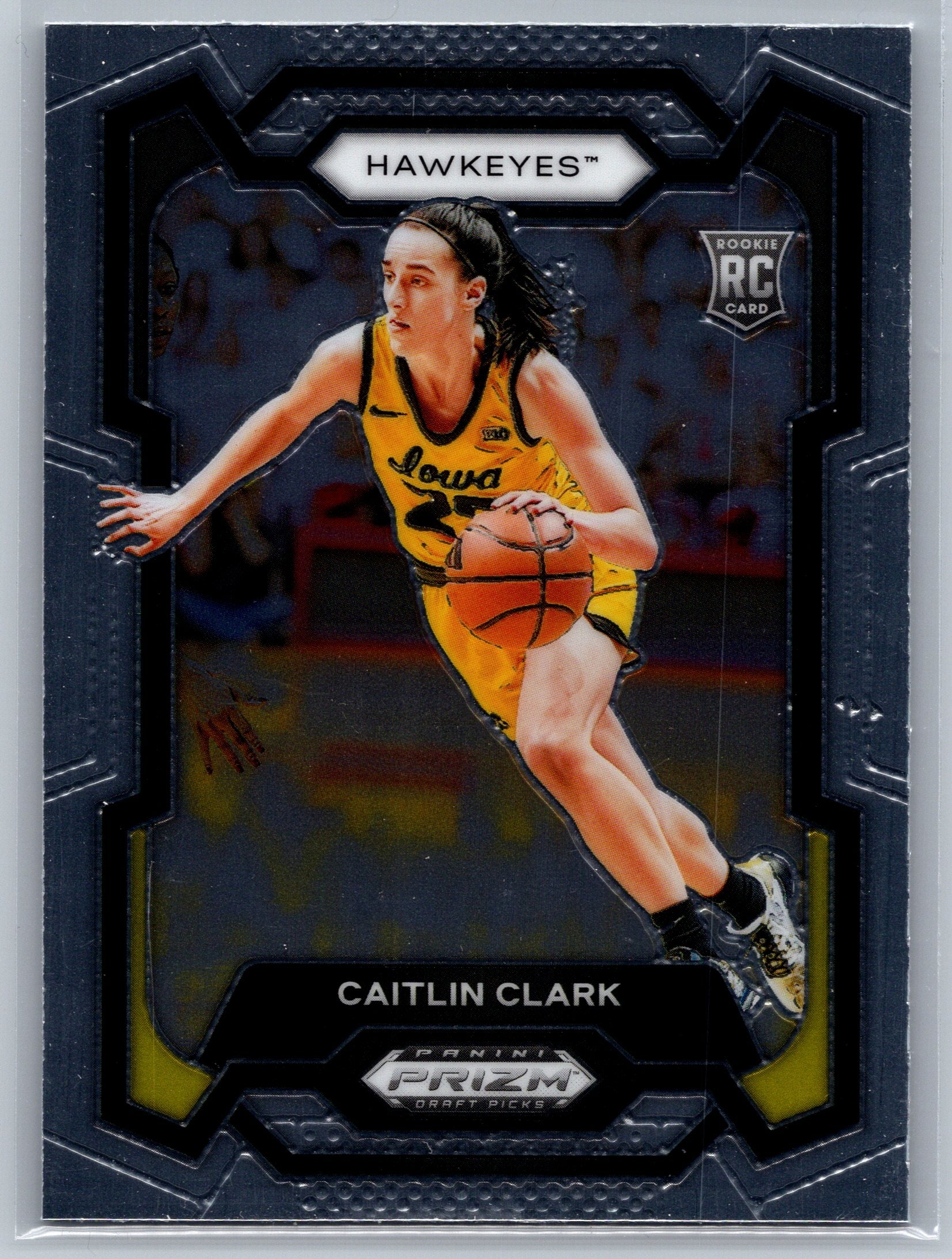 Basketball trading card of Caitlin Clark with Iowa Hawkeyes branding