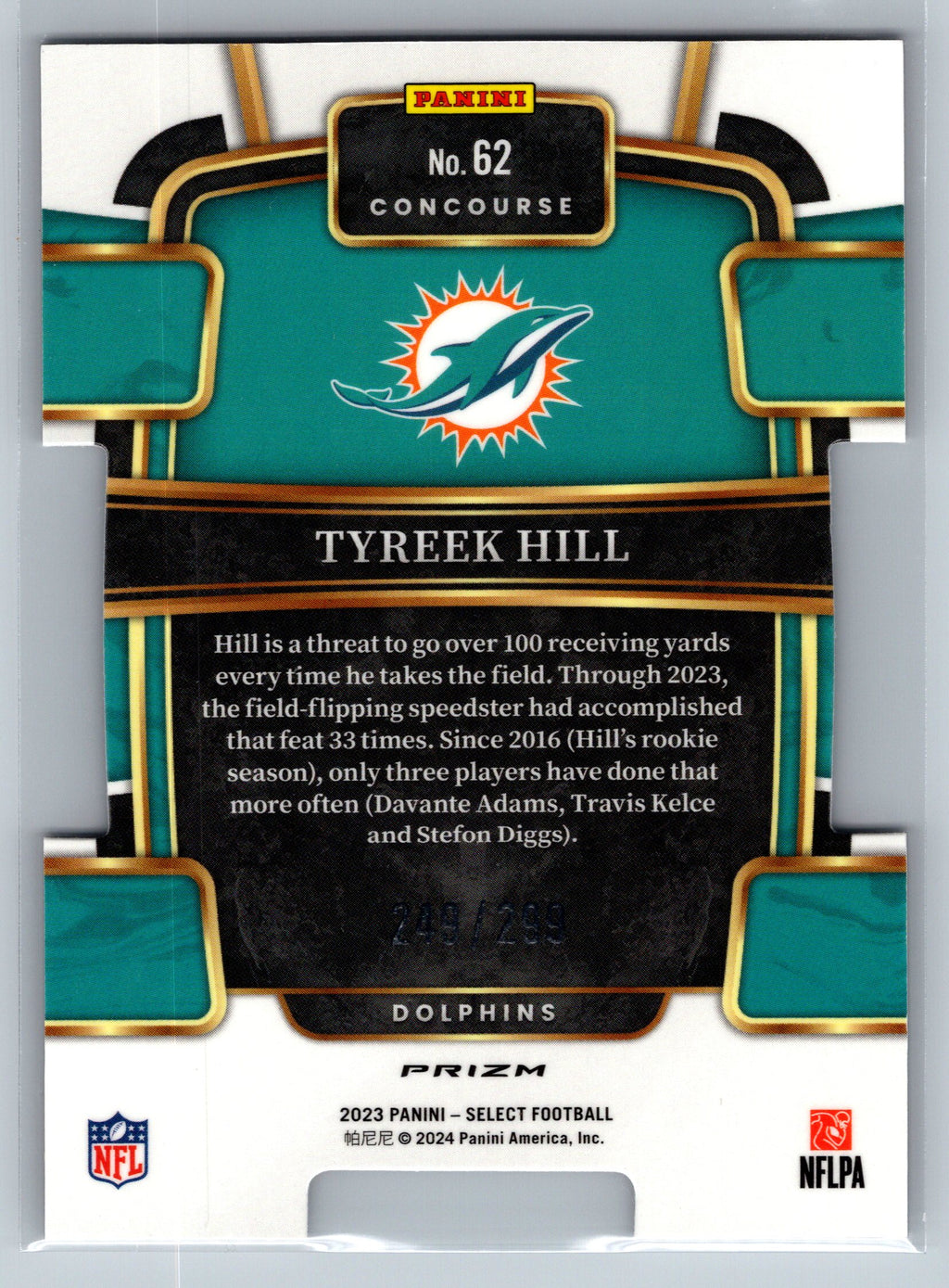 2023 Panini Select Tyreek Hill Concourse Copper Die-Cut /299 #62