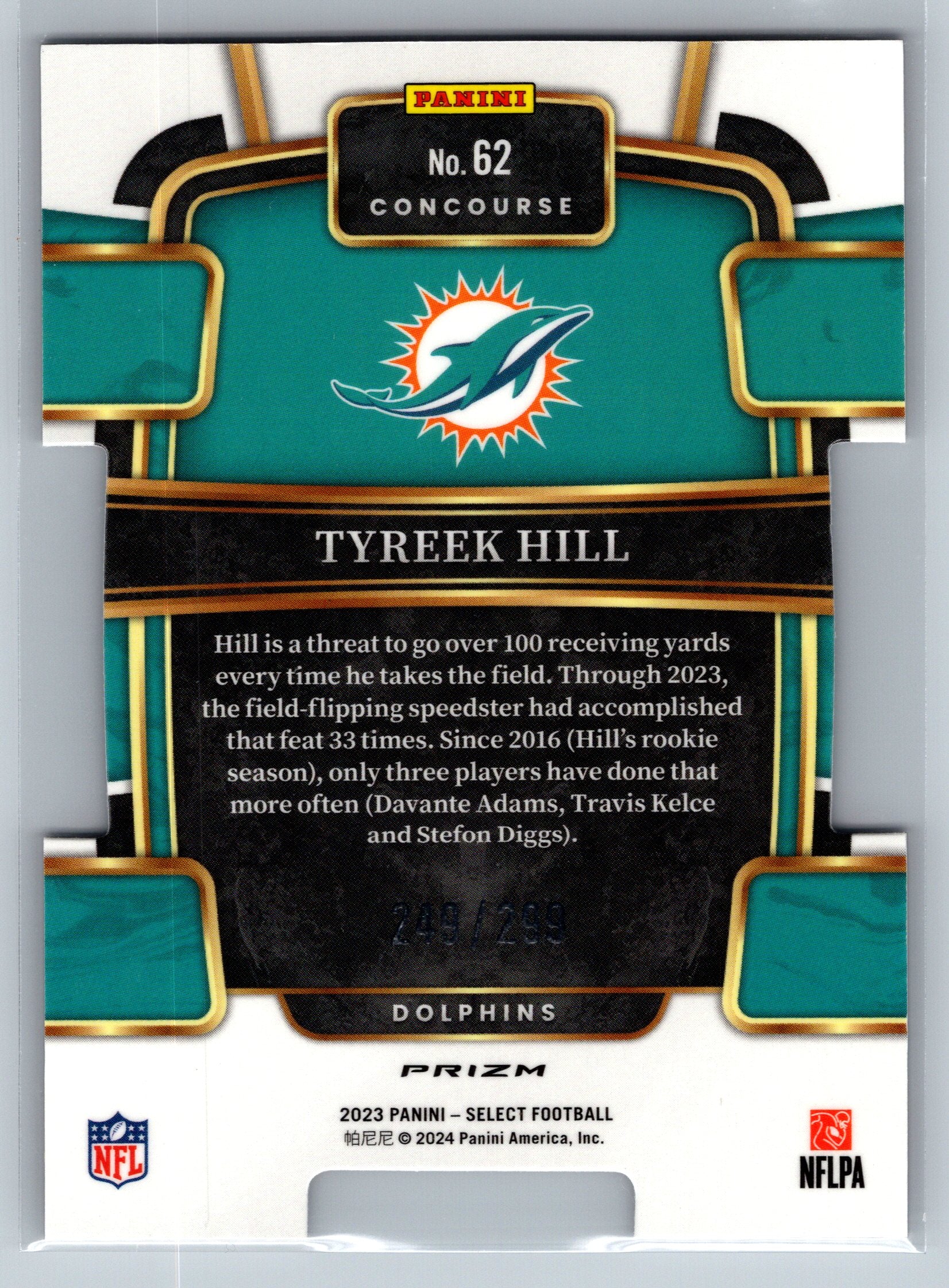 2023 Panini Select Tyreek Hill Concourse Copper Die-Cut /299 #62