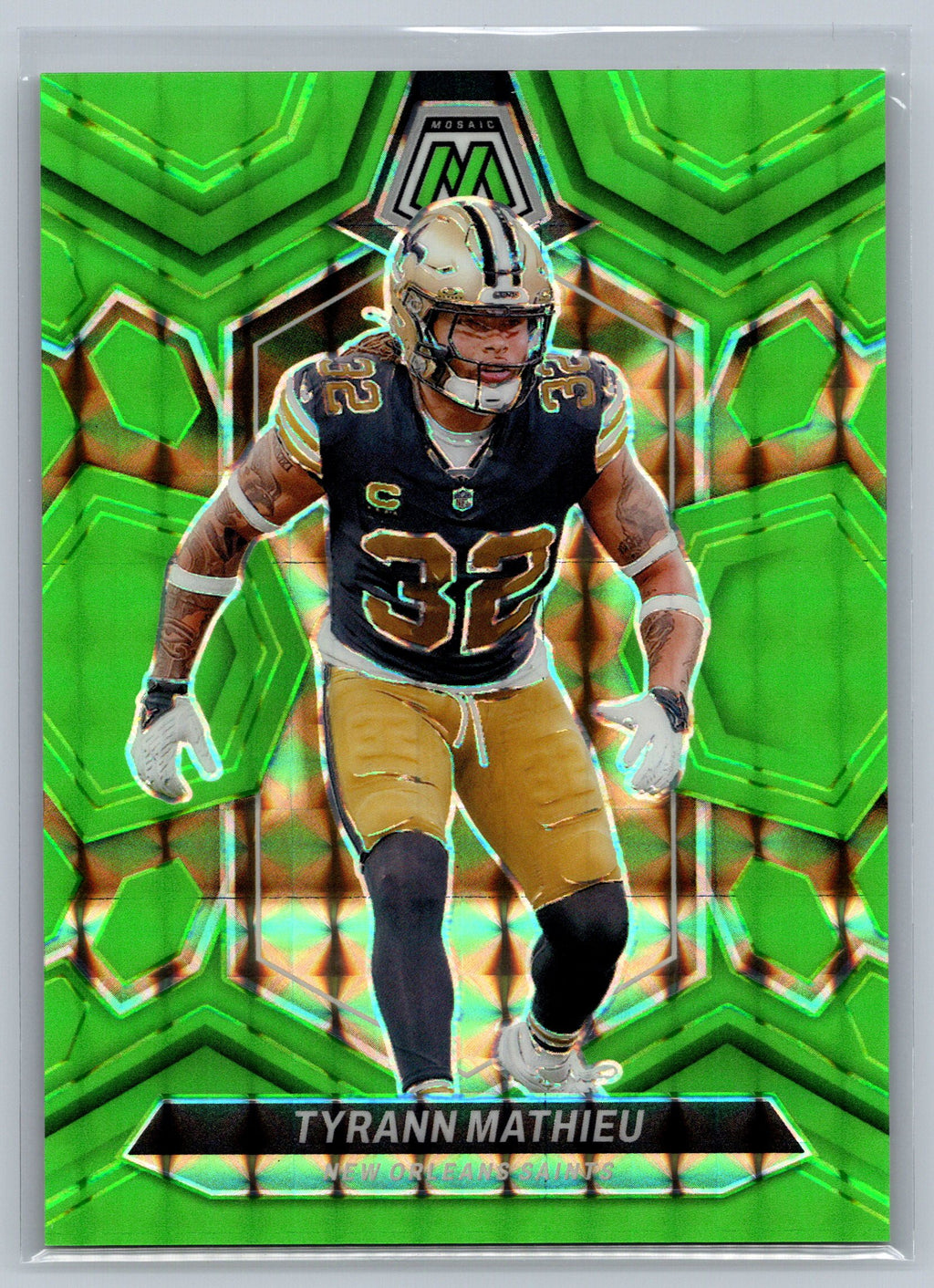 2020 Panini Mosaic Tyrann Mathieu Green Fluorescent /10 #161