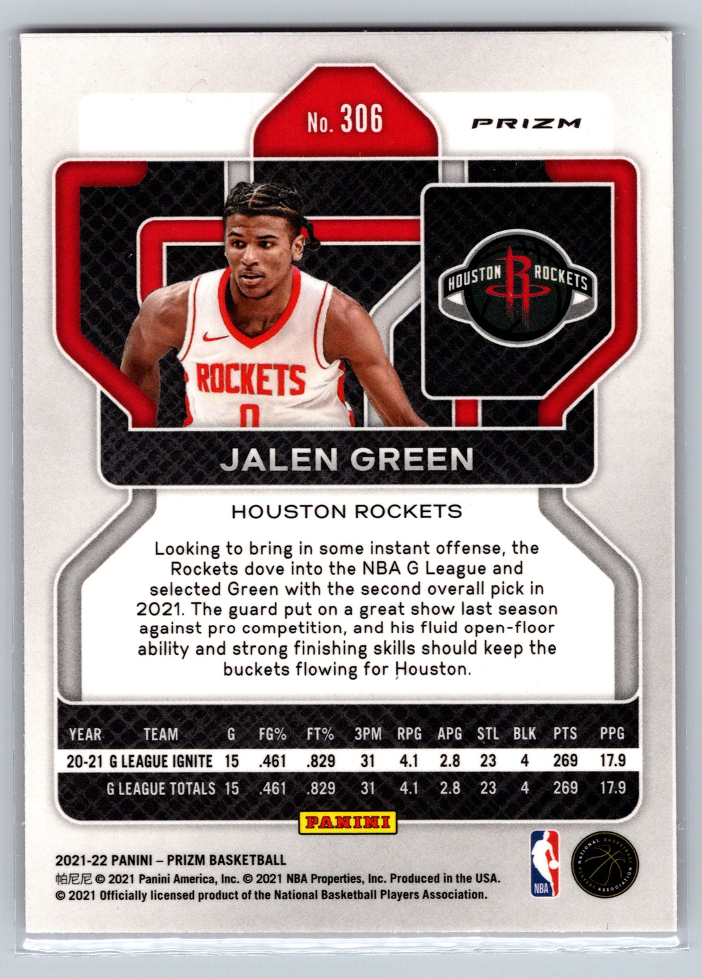 2021 Prizm Jalen Green Orange Ice #306