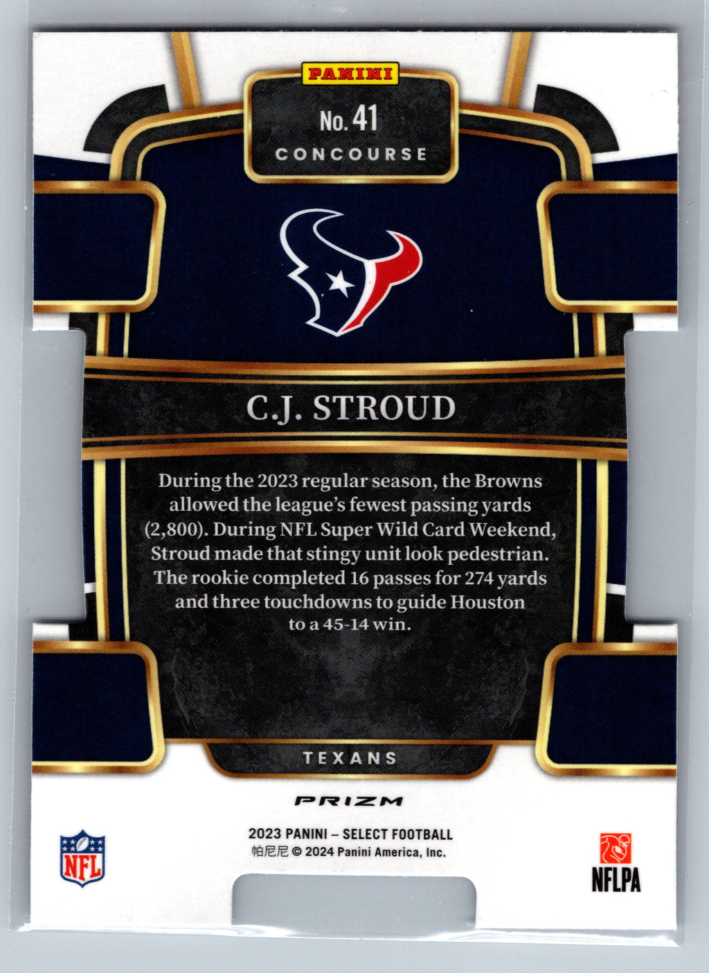 2023 Select CJ Stroud Red & Blue Die-Cut Rookie Card #41