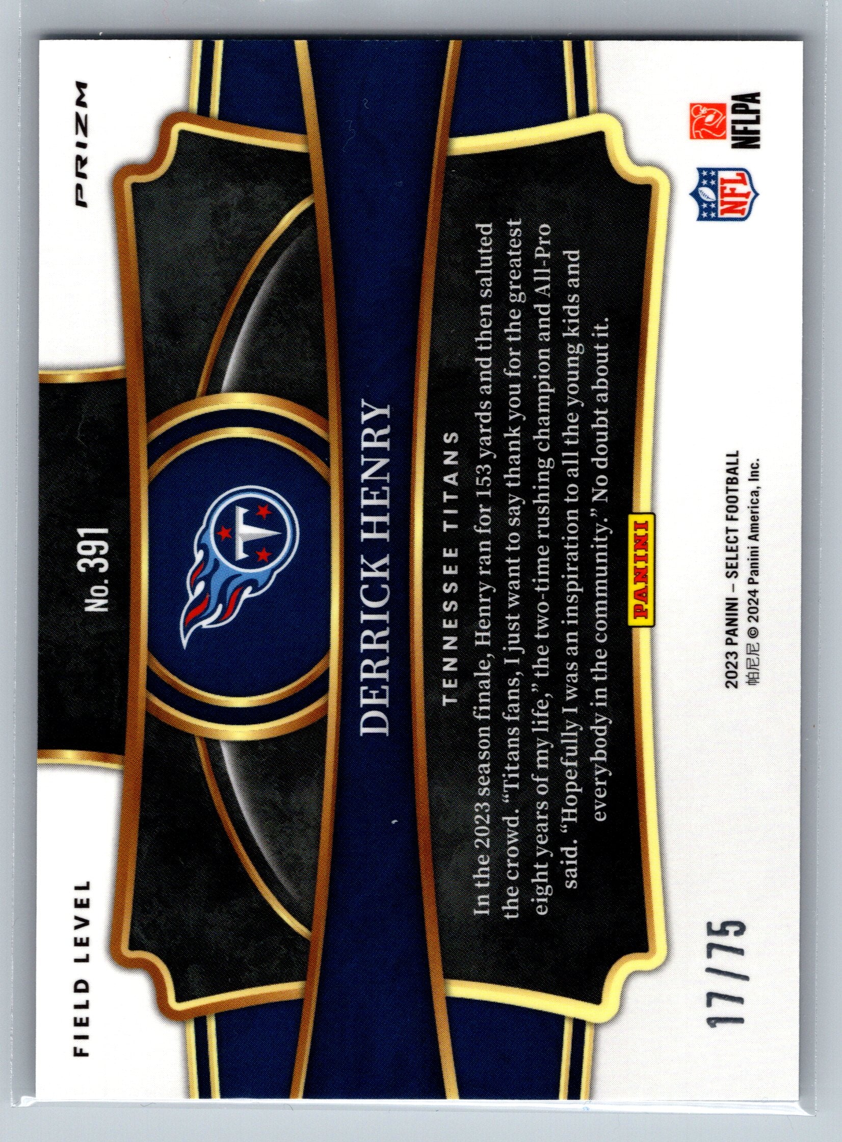 2023 Panini Select Derrick Henry Field Level Red & Blue /75 #391