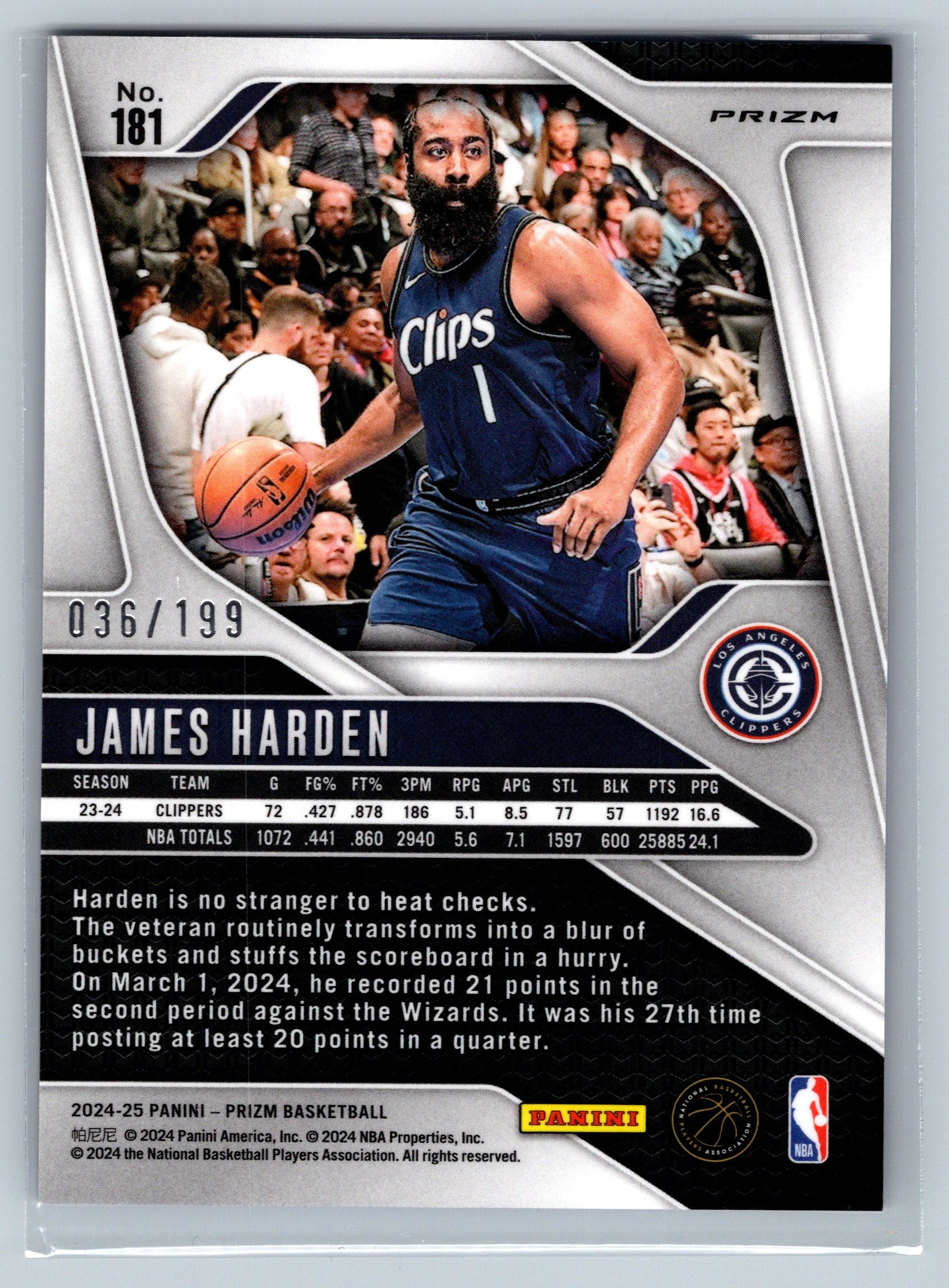 2024 Panini Prizm James Harden Blue /199 #181
