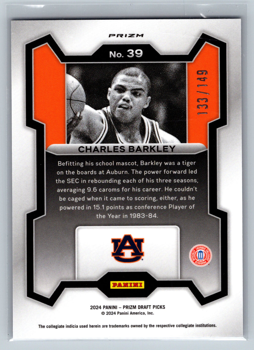 2024 Prizm Draft Picks Charles Barkley Purple Cracked Ice /149 #39