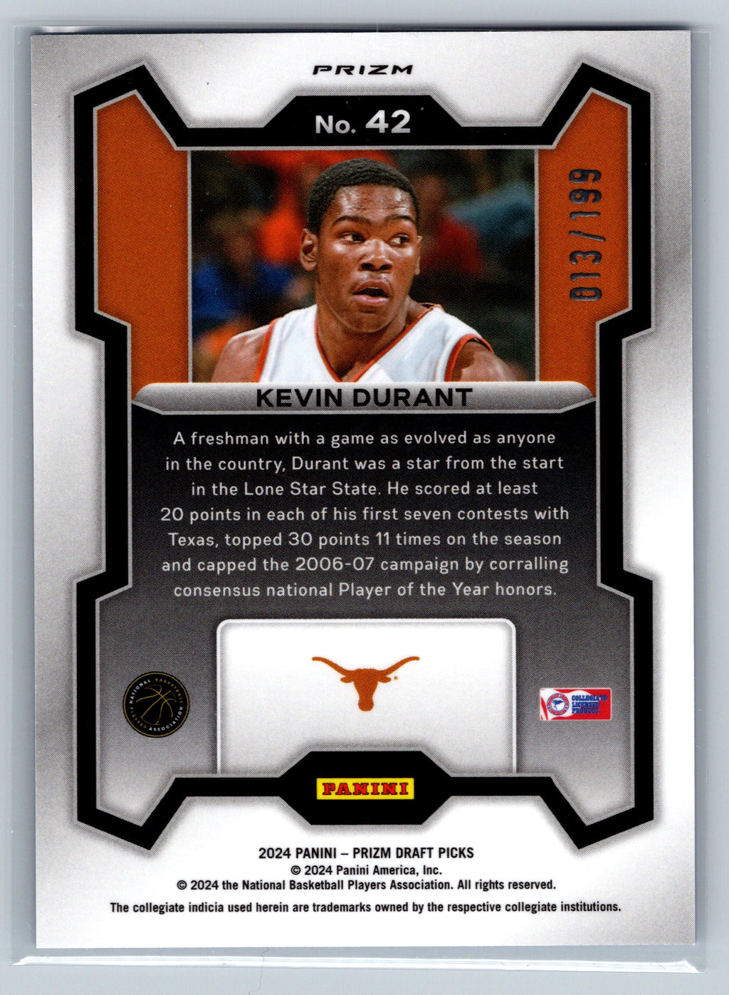 2024 Panini Prizm Draft Picks Kevin Durant Blue /199 #42