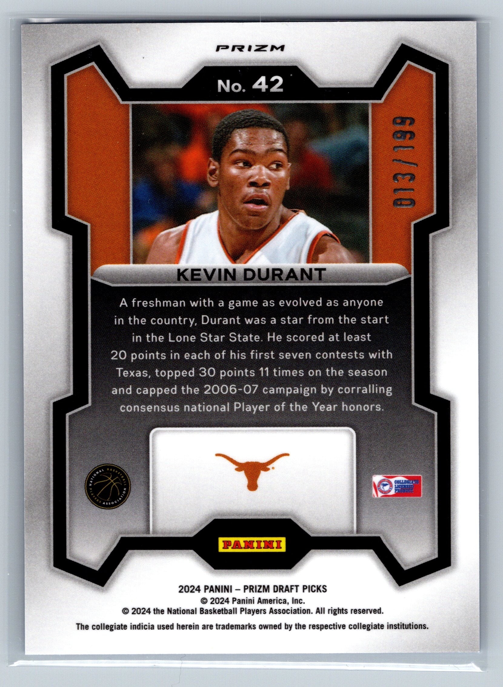2024 Panini Prizm Draft Picks Kevin Durant Blue /199 #42