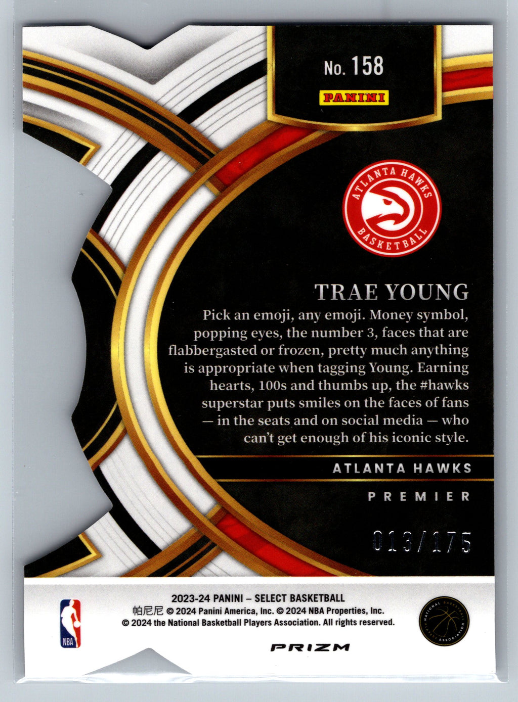 2023 Panini Select Trae Young Premier Level Maroon /175 #158