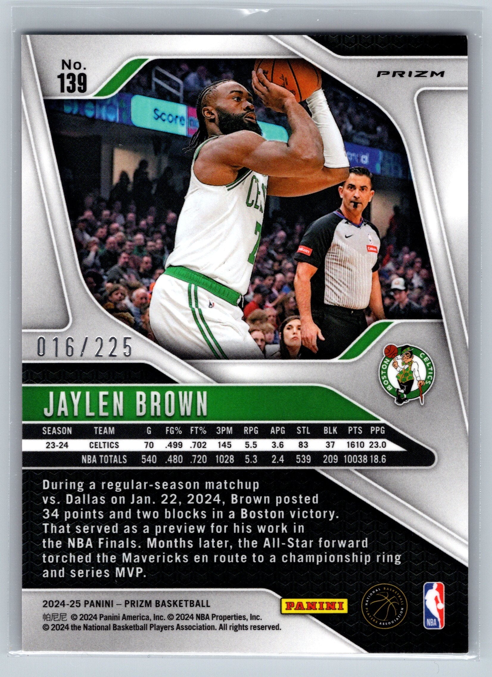 2024 Panin Prizm Jaylen Brown Red /299 #139