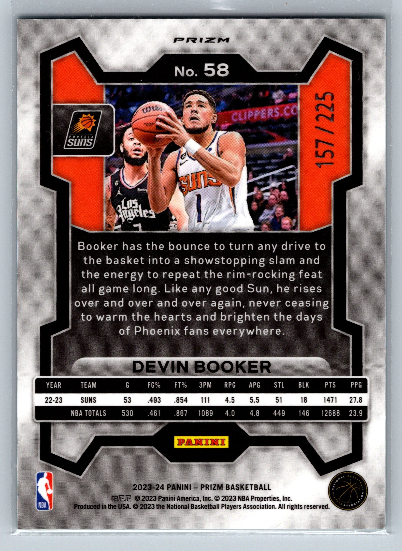 2023 Panini Prizm Devin Booker Teal Cracked Ice /225 #58
