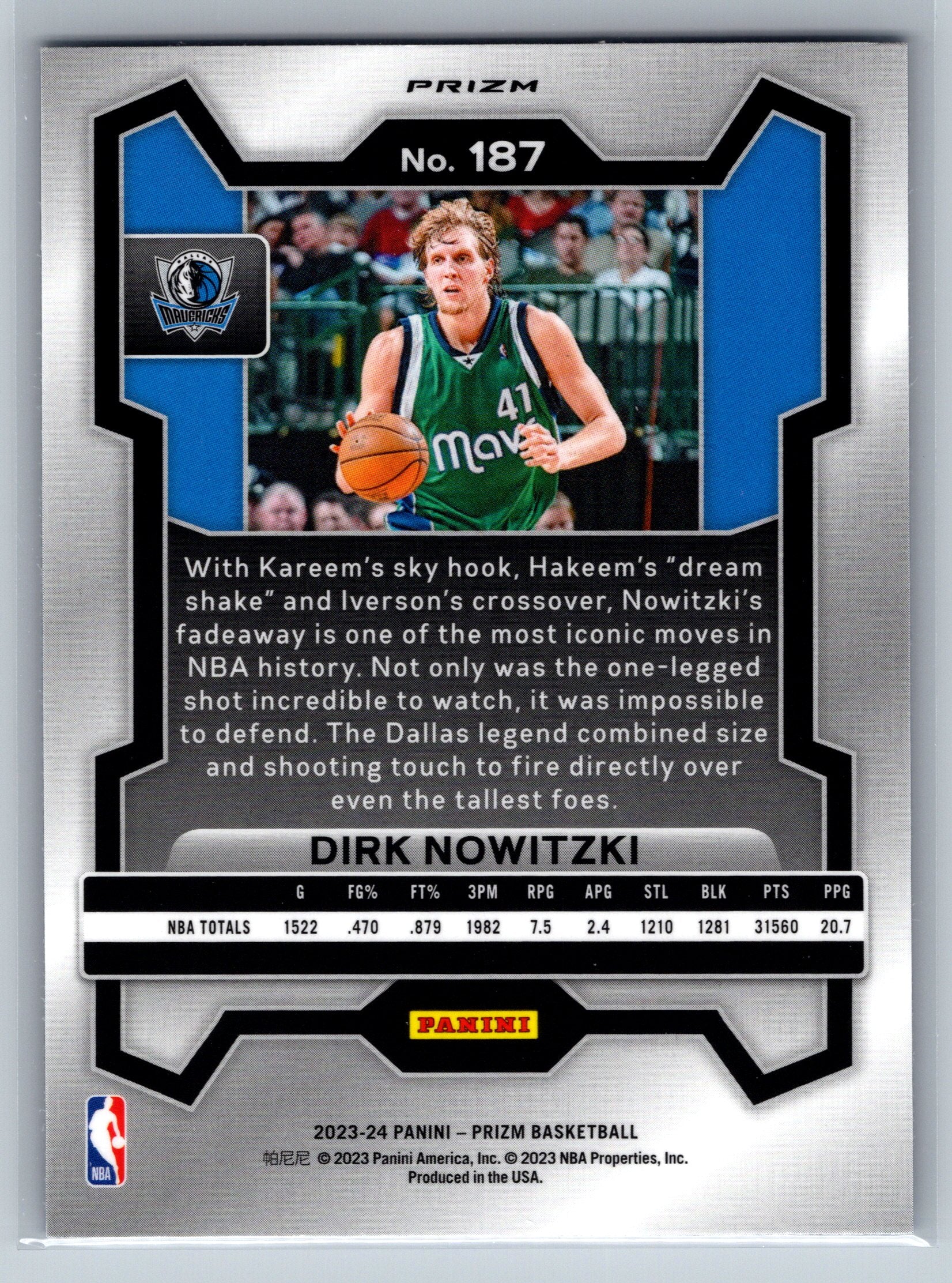 2023 Panini Prizm Dirk Nowitzki International Blue #187