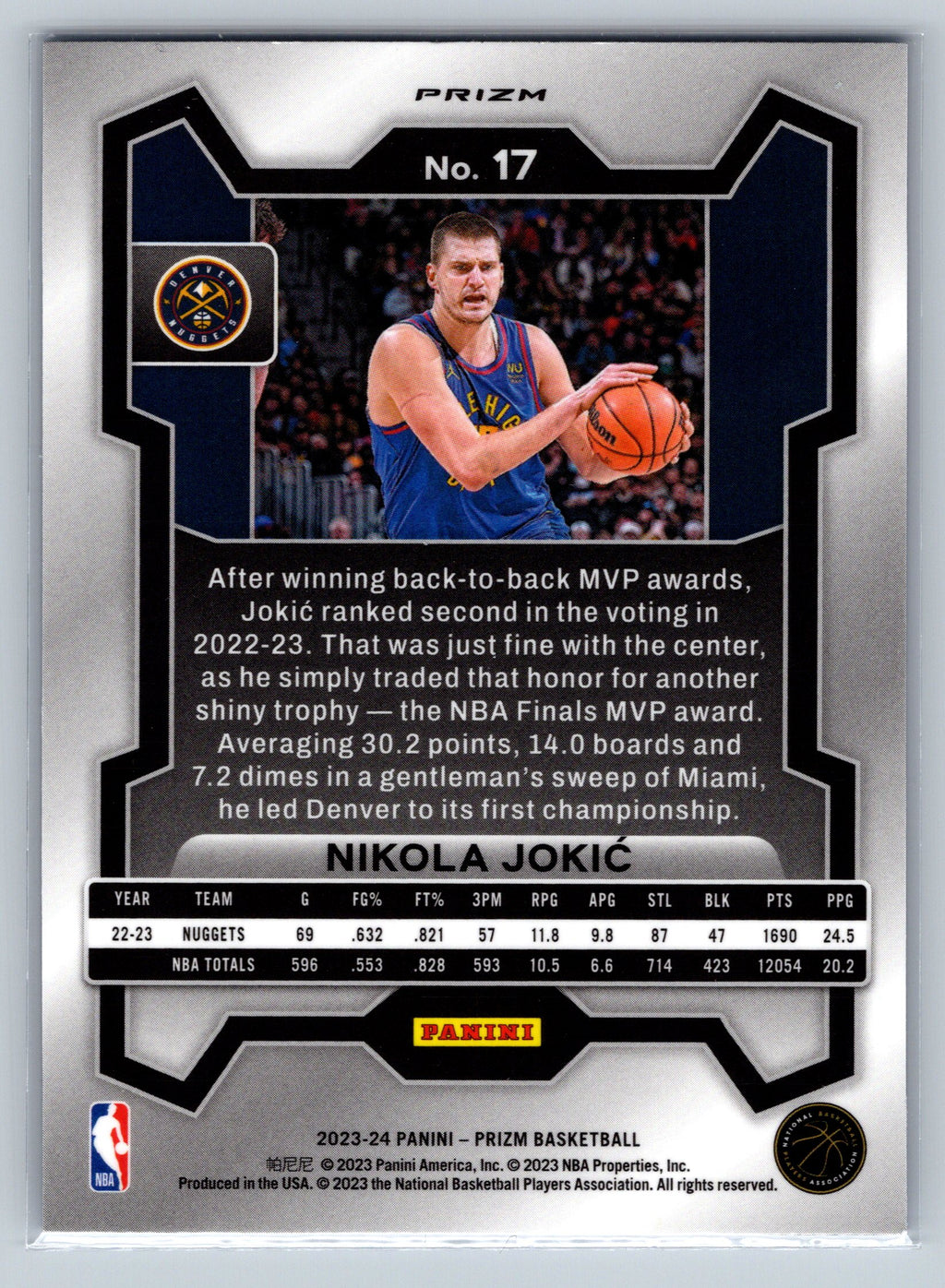 2023 Panini Prizm Nikola Jokic International Blue #17
