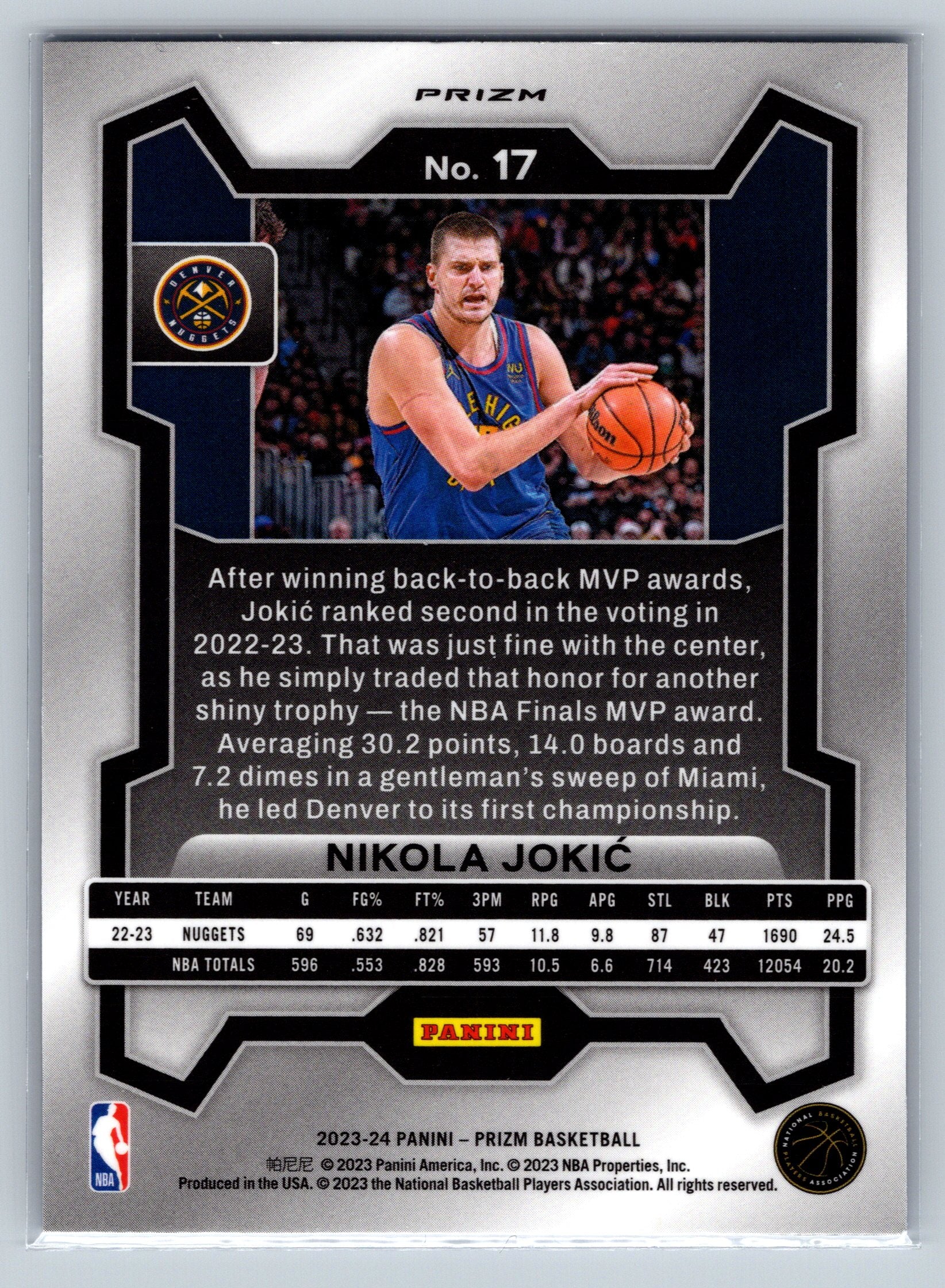 2023 Panini Prizm Nikola Jokic International Blue #17