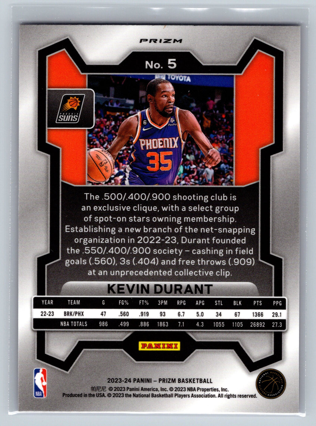 2023 Panini Prizm Kevin Durant Purple Cracked Ice #5