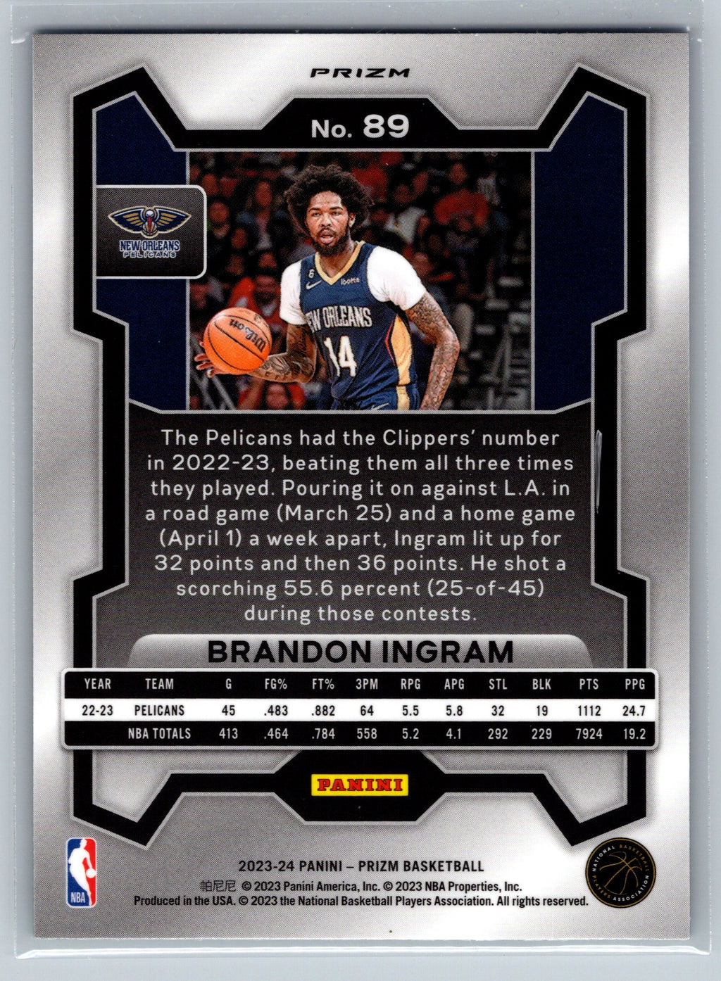 2023 Panini Prizm Brandon Ingram Choice #89