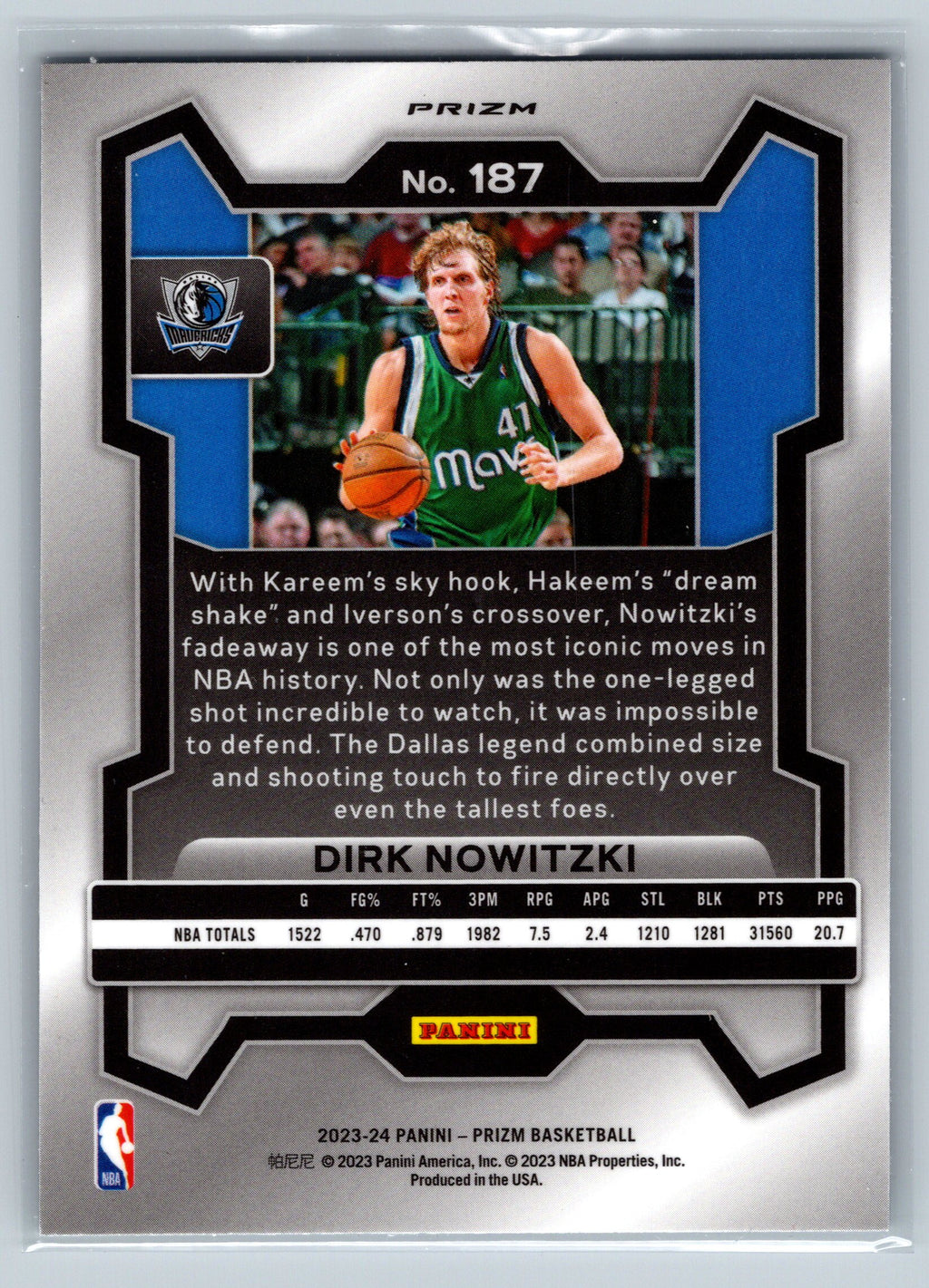 2023 Panini Prizm Dirk Nowitzki Cracked Ice #187
