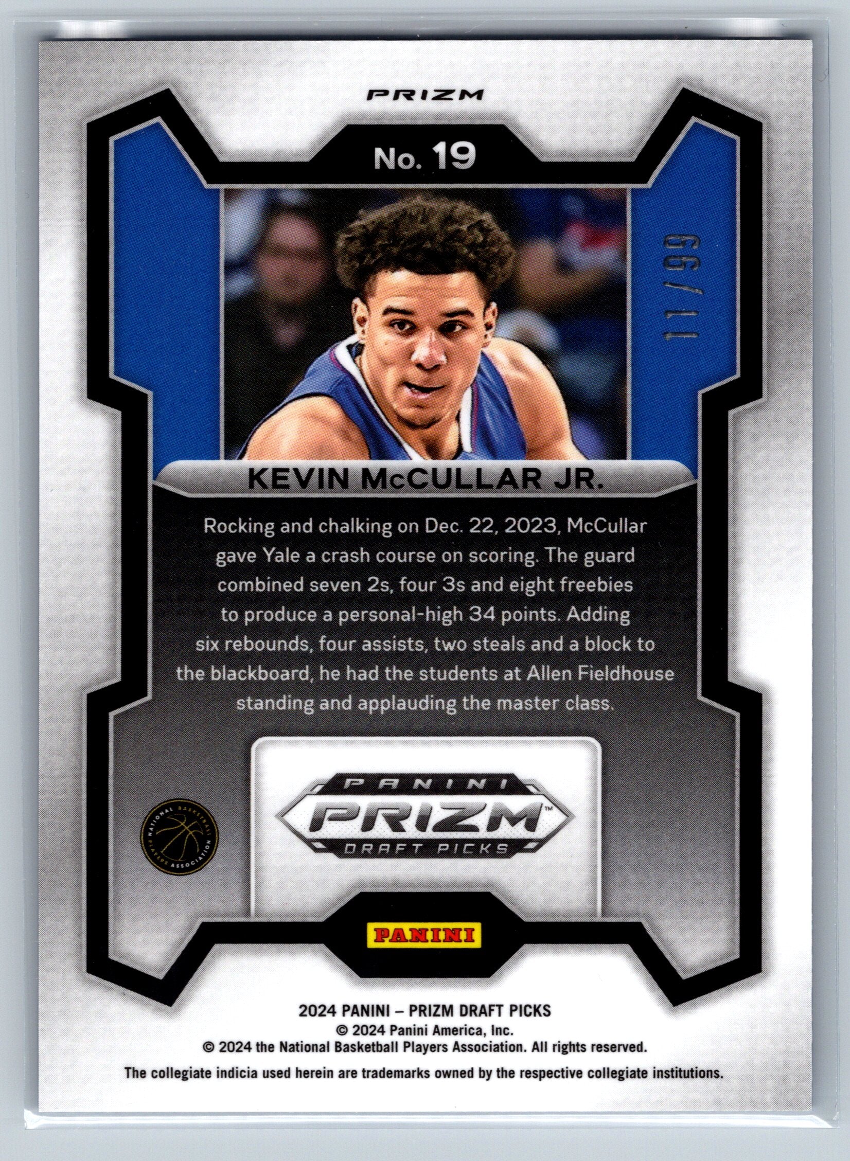 2024 Panini Prizm Draft Picks Kevin McCullar Jr. Blue Pulsar /99 #19