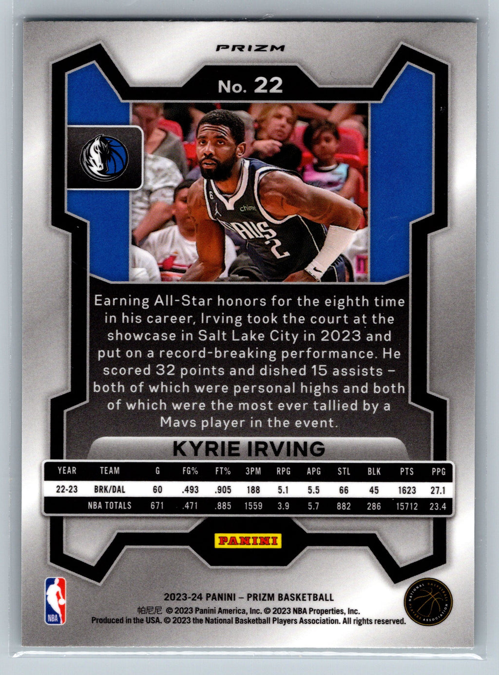 2023 Panini Prizm Kyrie Irving Green Cracked Ice #22