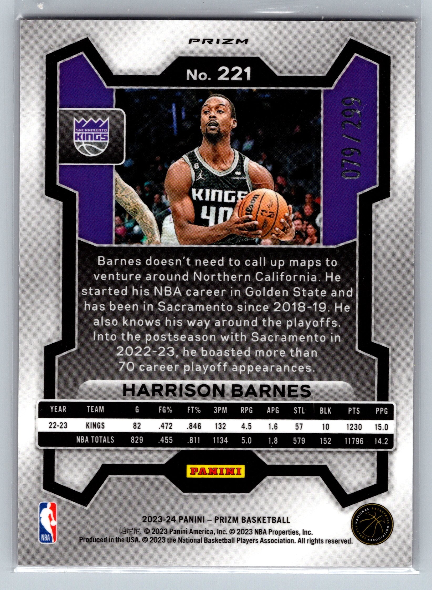 2023 Panini Prizm Harrison Barnes Red Pulsar /299 #221