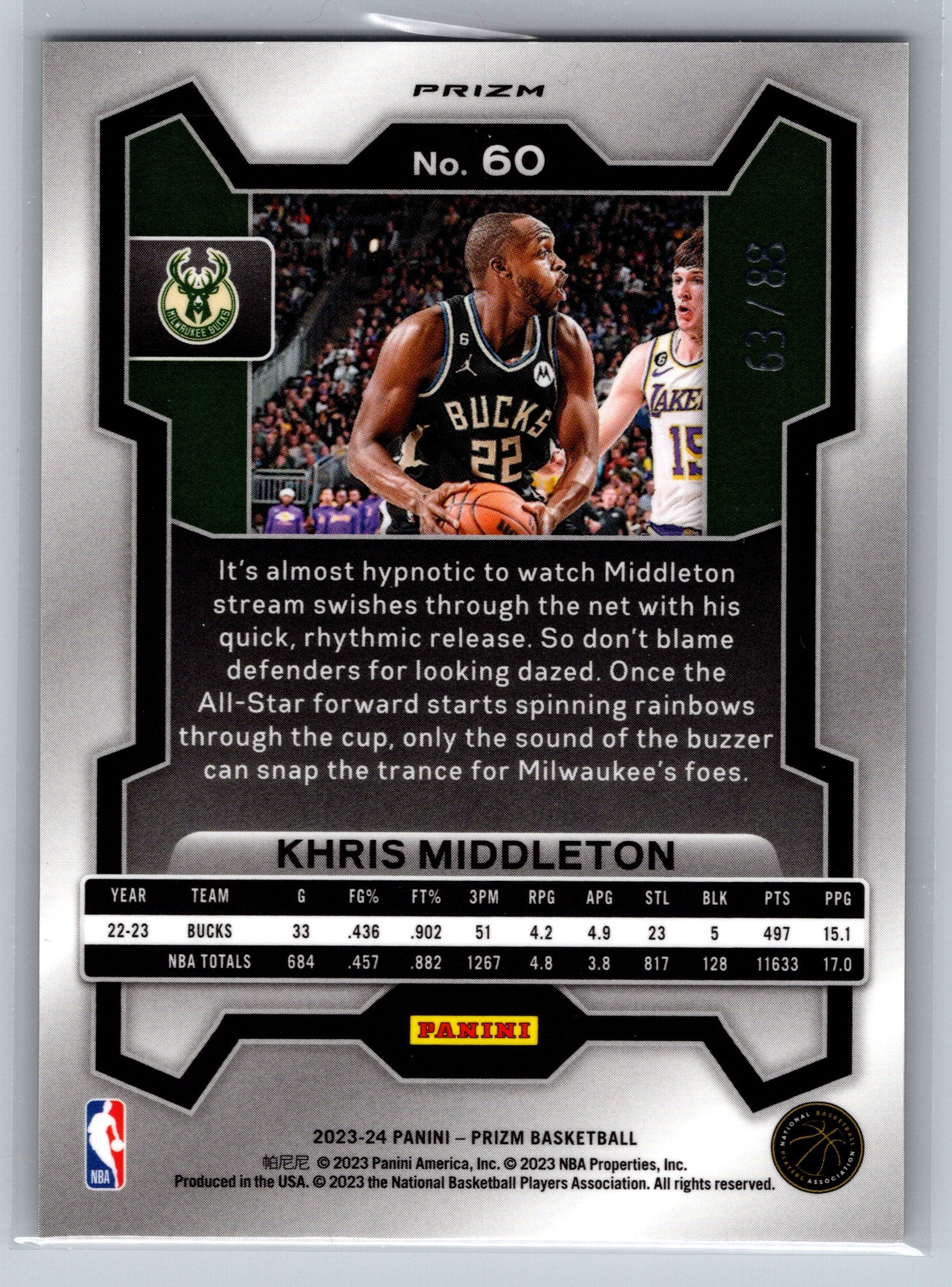2023 Panini Prizm Kris Middleton Multi Wave /88 #60