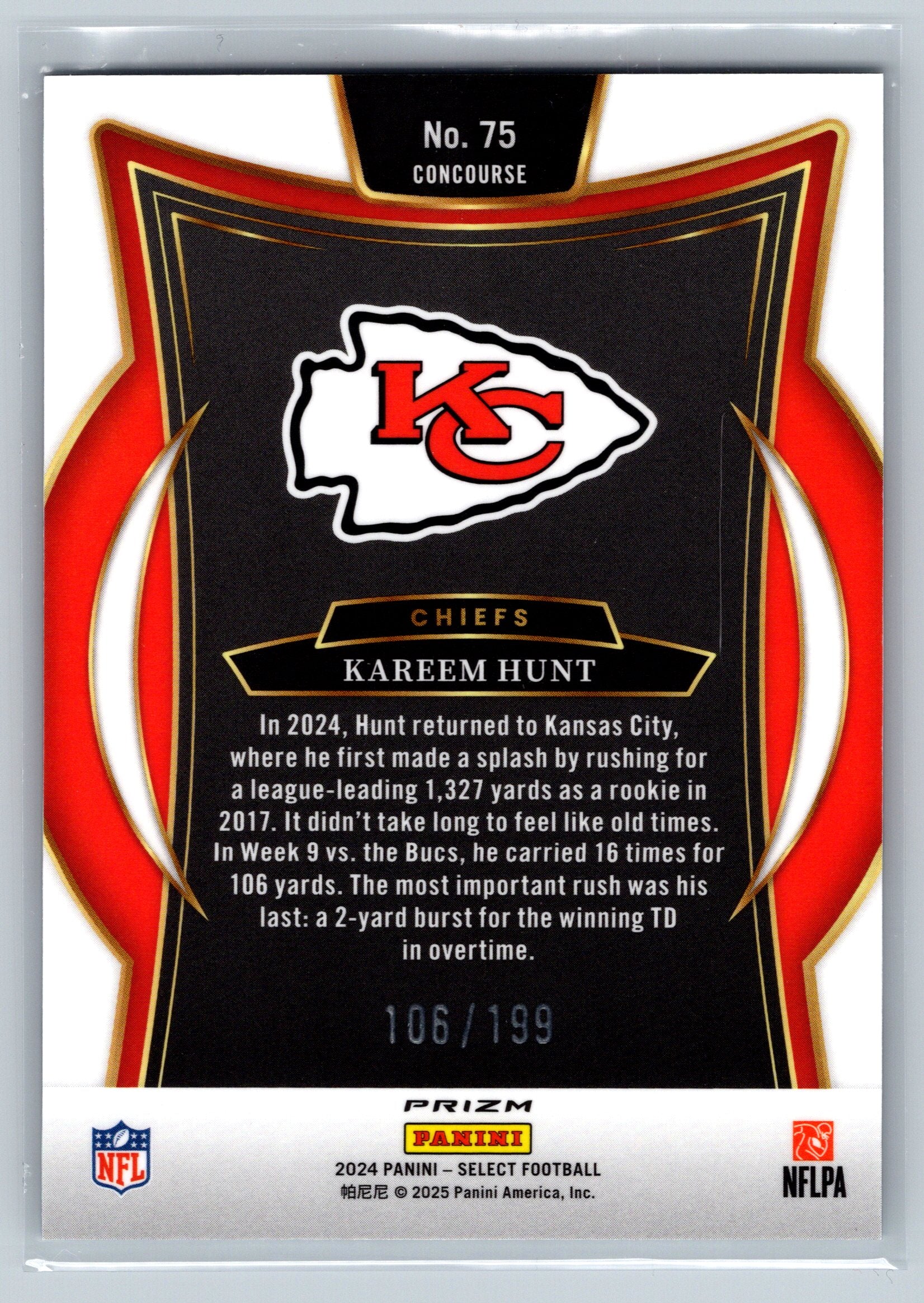 2024 Panini Select Kareem Hunt Concourse Level White /199 #75