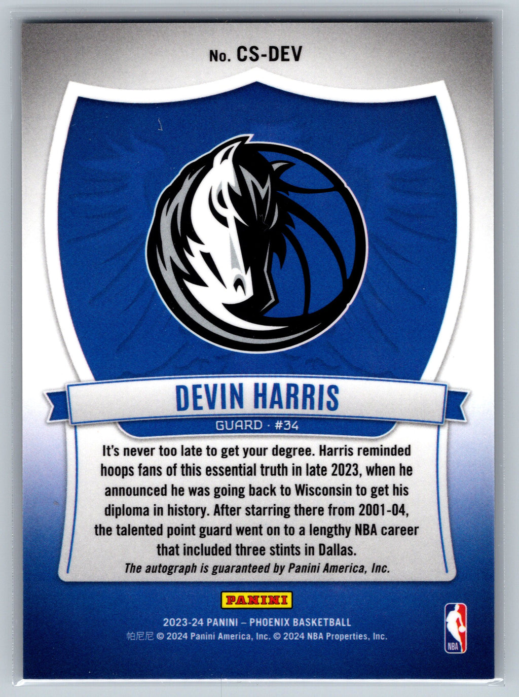 2024 Panini Phoenix Devin Harris Crusade Autograph #CS-DEV