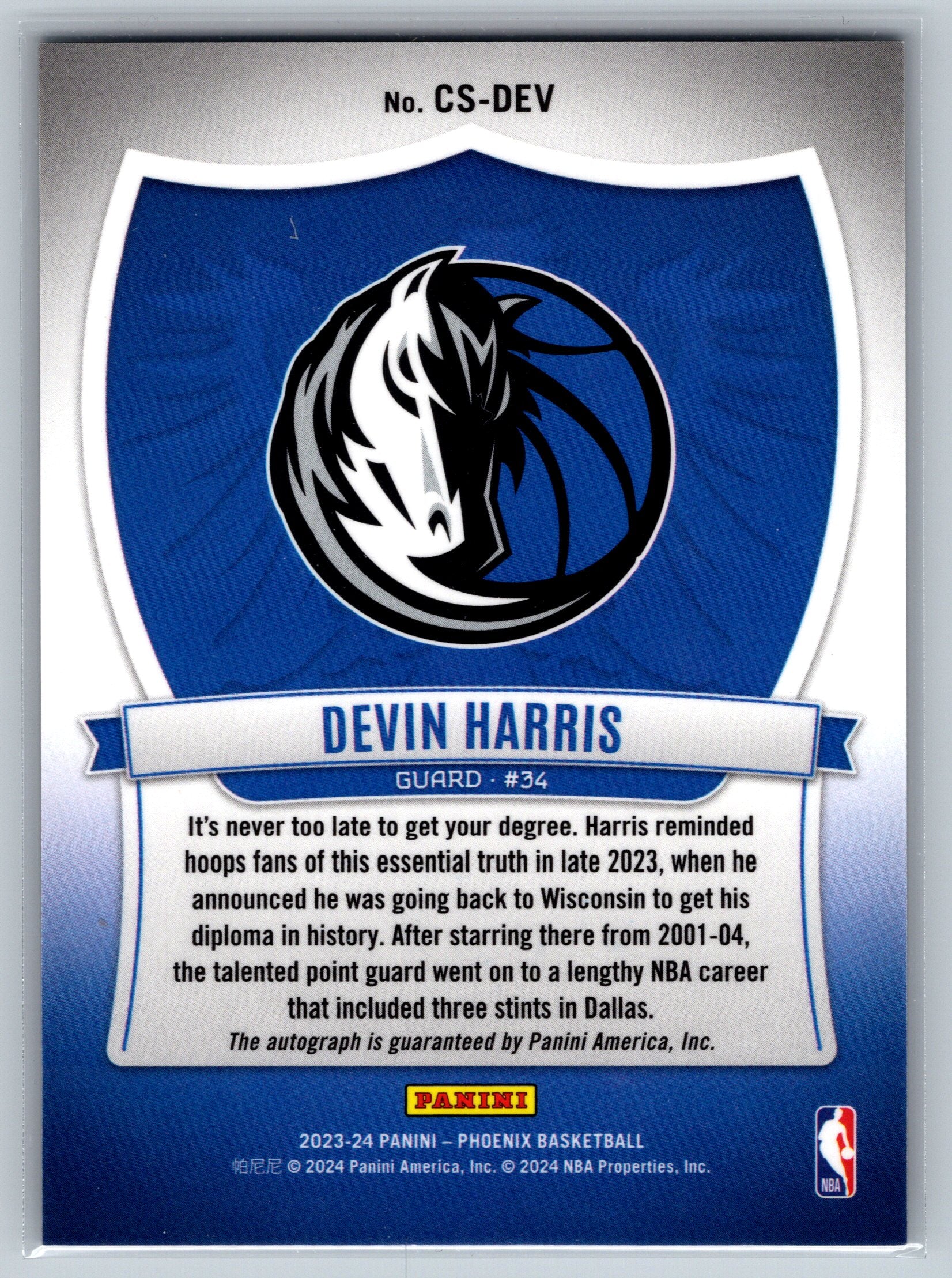 2024 Panini Phoenix Devin Harris Crusade Autograph #CS-DEV